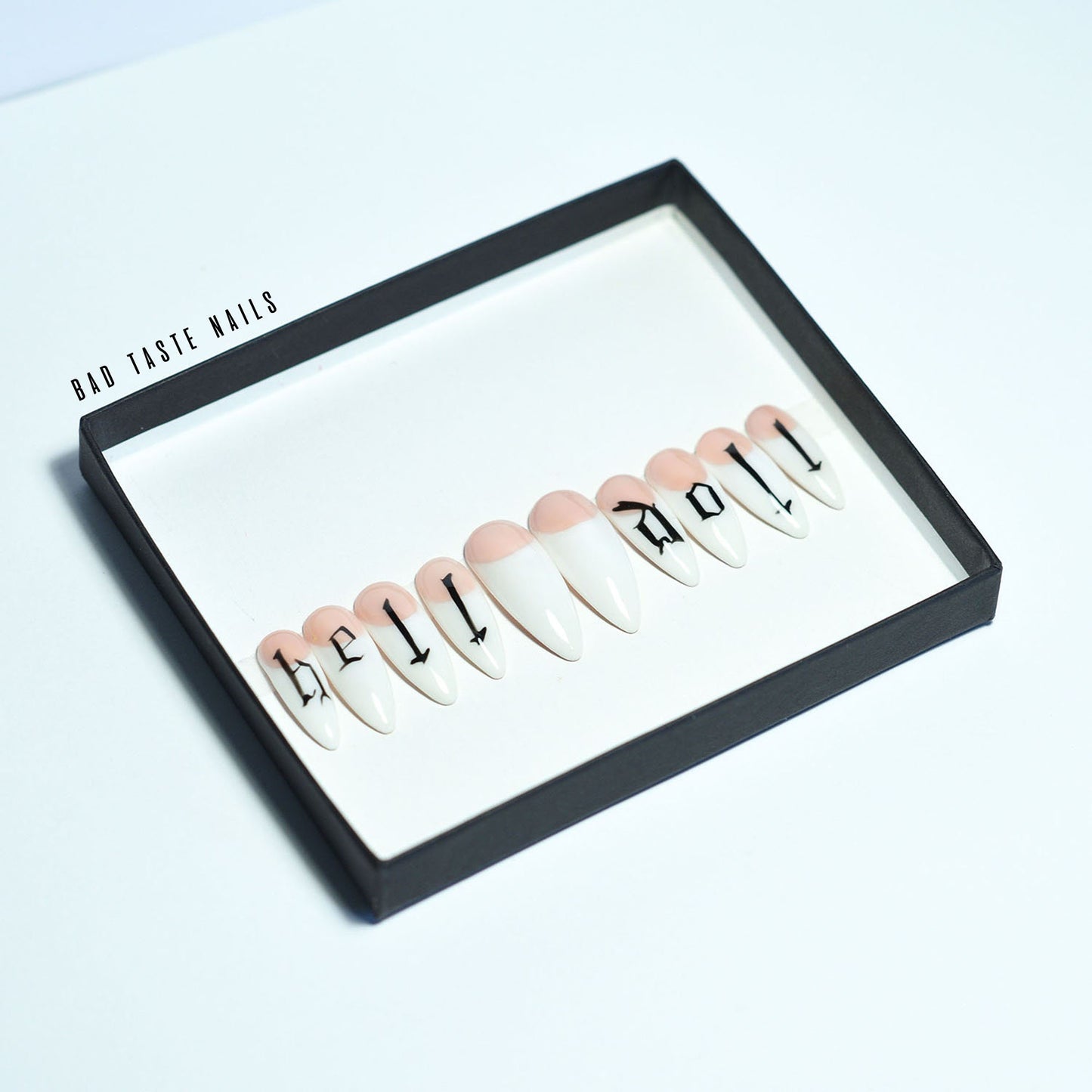 CUSTOM LETTERS + Deep FRENCH – Luxury Handmade Reusable Press On Nails