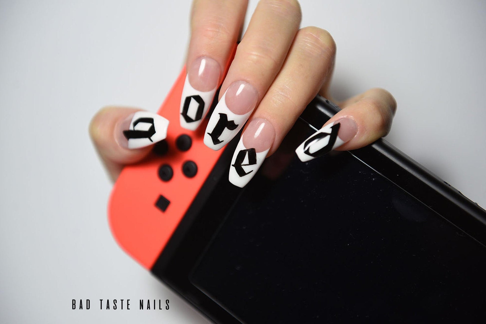 CUSTOM LETTERS + Deep FRENCH – Luxury Handmade Reusable Press On Nails