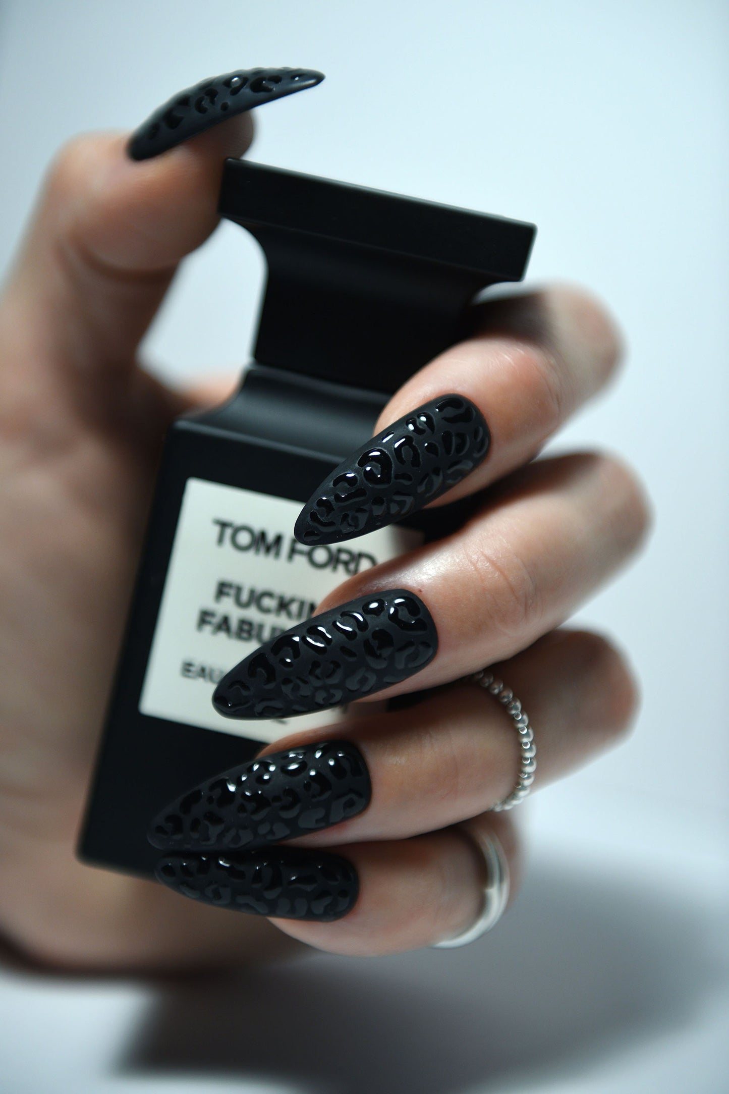 Black Leopard Press-On Nails – Handmade Reusable Animal Print Set | Custom Shape