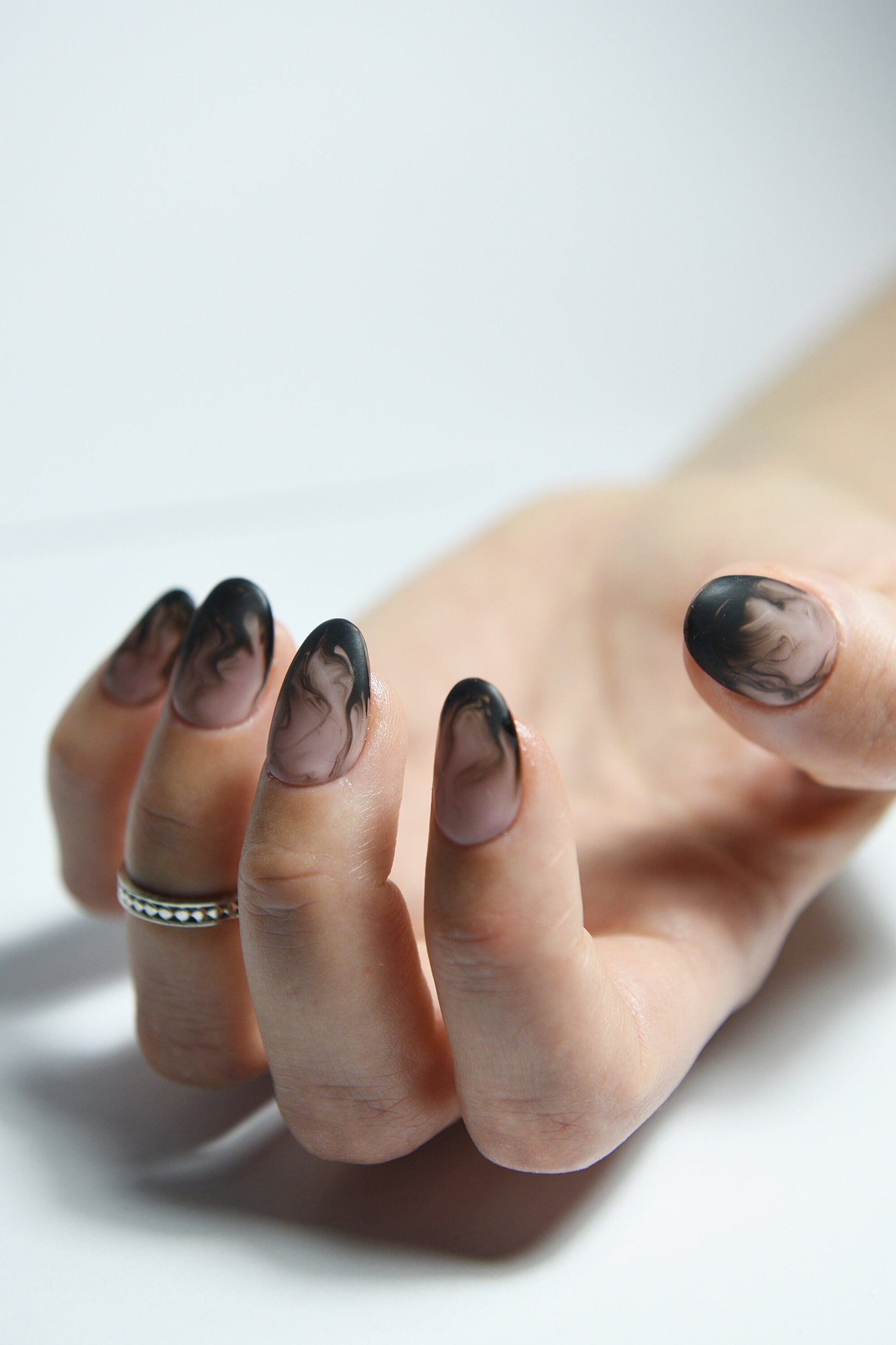 SMOKE | Matte | Handpainted press on nails | CUSTOM fake nails | Stiletto Oval Almond Square Coffin Balerina | Long Medium Short
