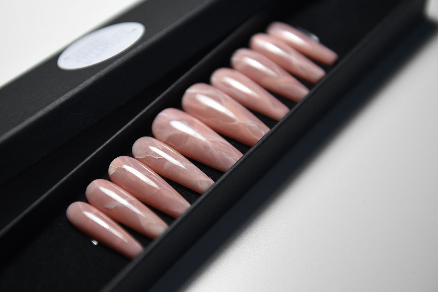 Rose Quartz Press-On Nails – Glossy, Handmade & Reusable