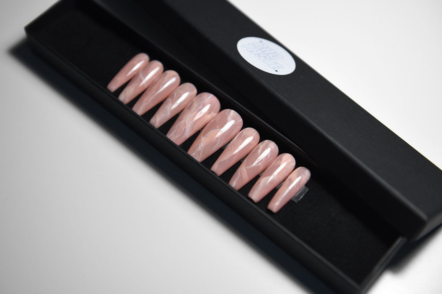 Rose Quartz Press-On Nails – Glossy, Handmade & Reusable