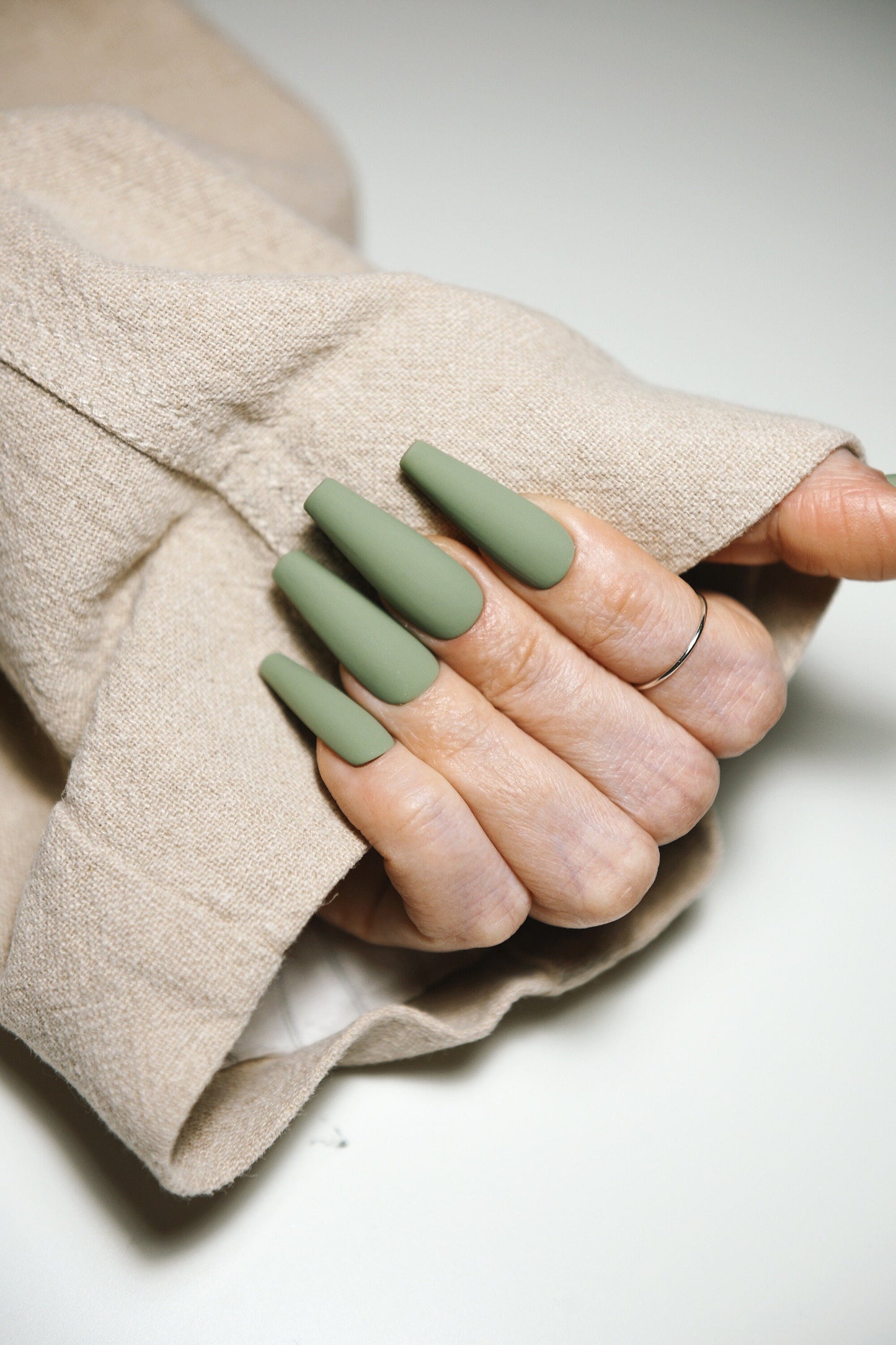 MATCHA GREEN – Matte Green Press On Nails | Handmade Reusable Fake Nails