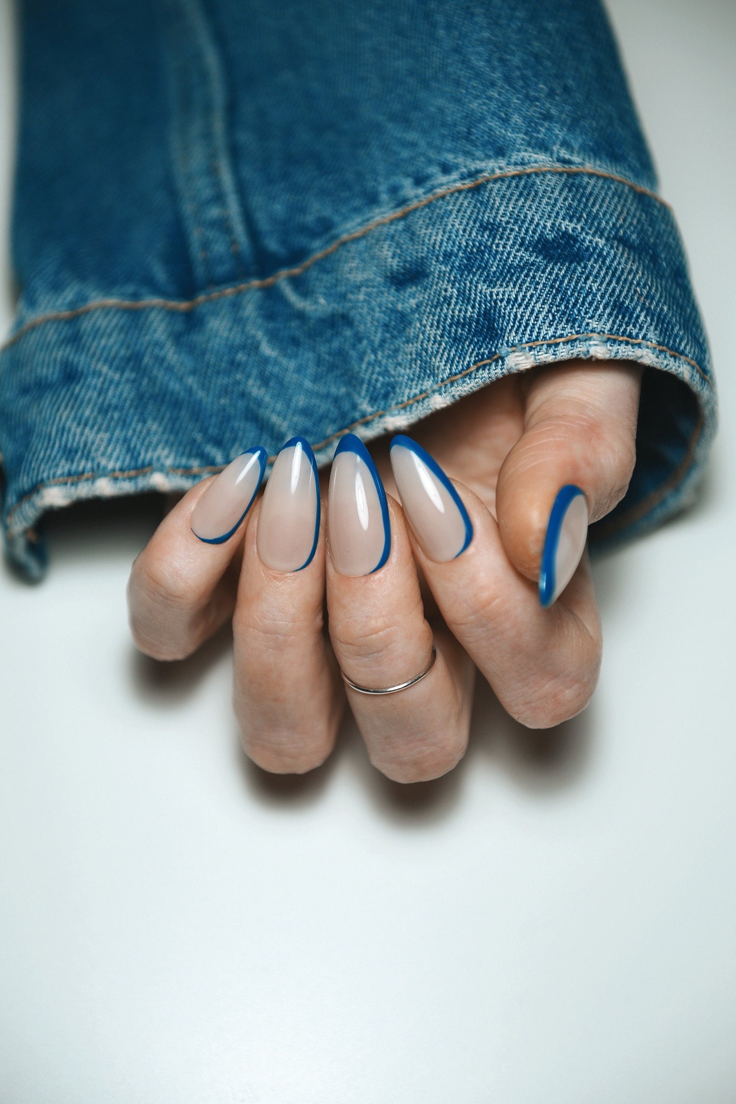 ONE EDGE Modern French Press-On Nails | Glossy Custom Handmade Set | Reusable Luxury Nails | Custom Shape & Length