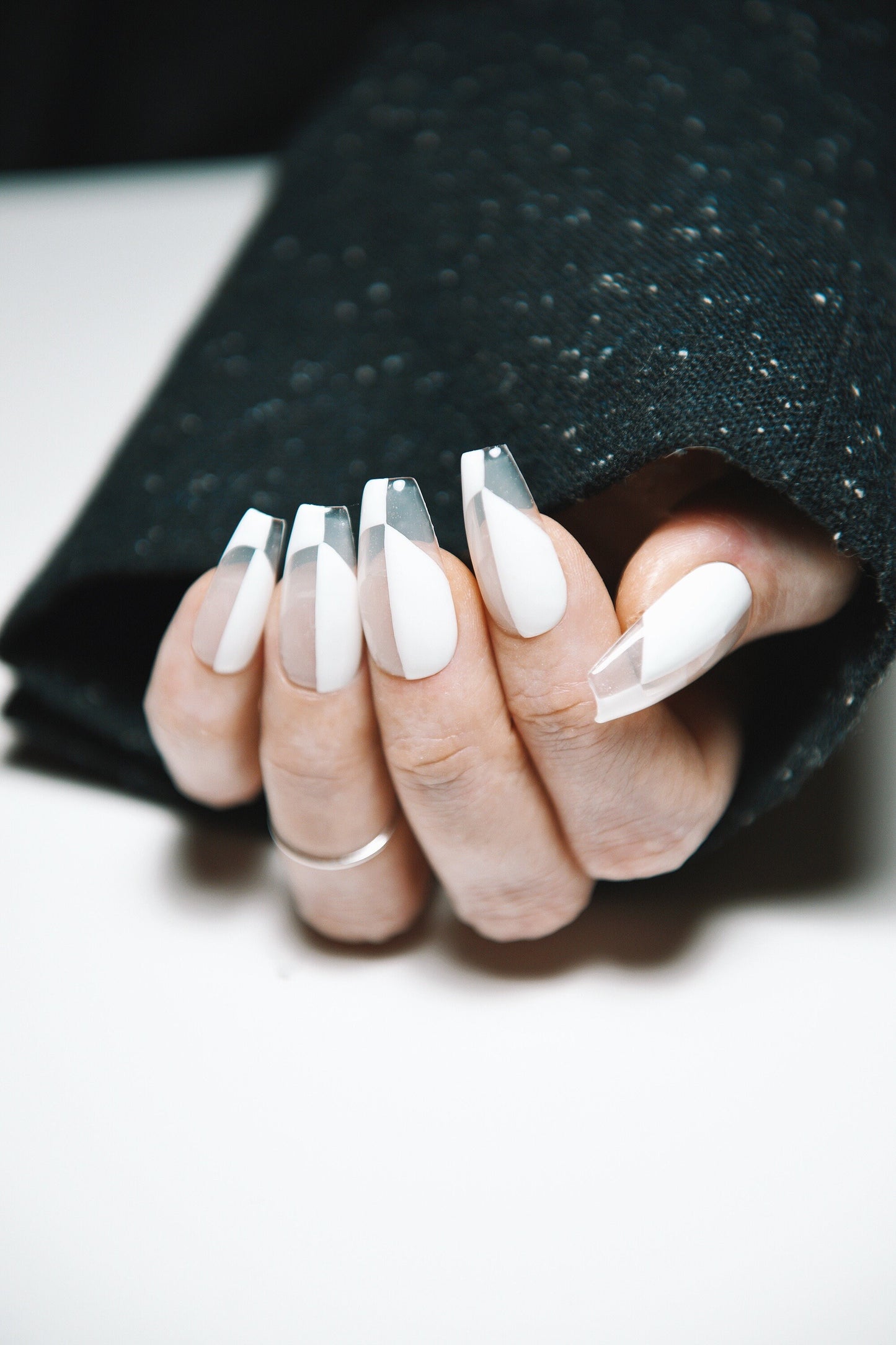 ART DECO FRENCH | Glossy or Matte | Handpainted press on nails | Stiletto Oval Almond Square Coffin Balerina | Long Medium Short