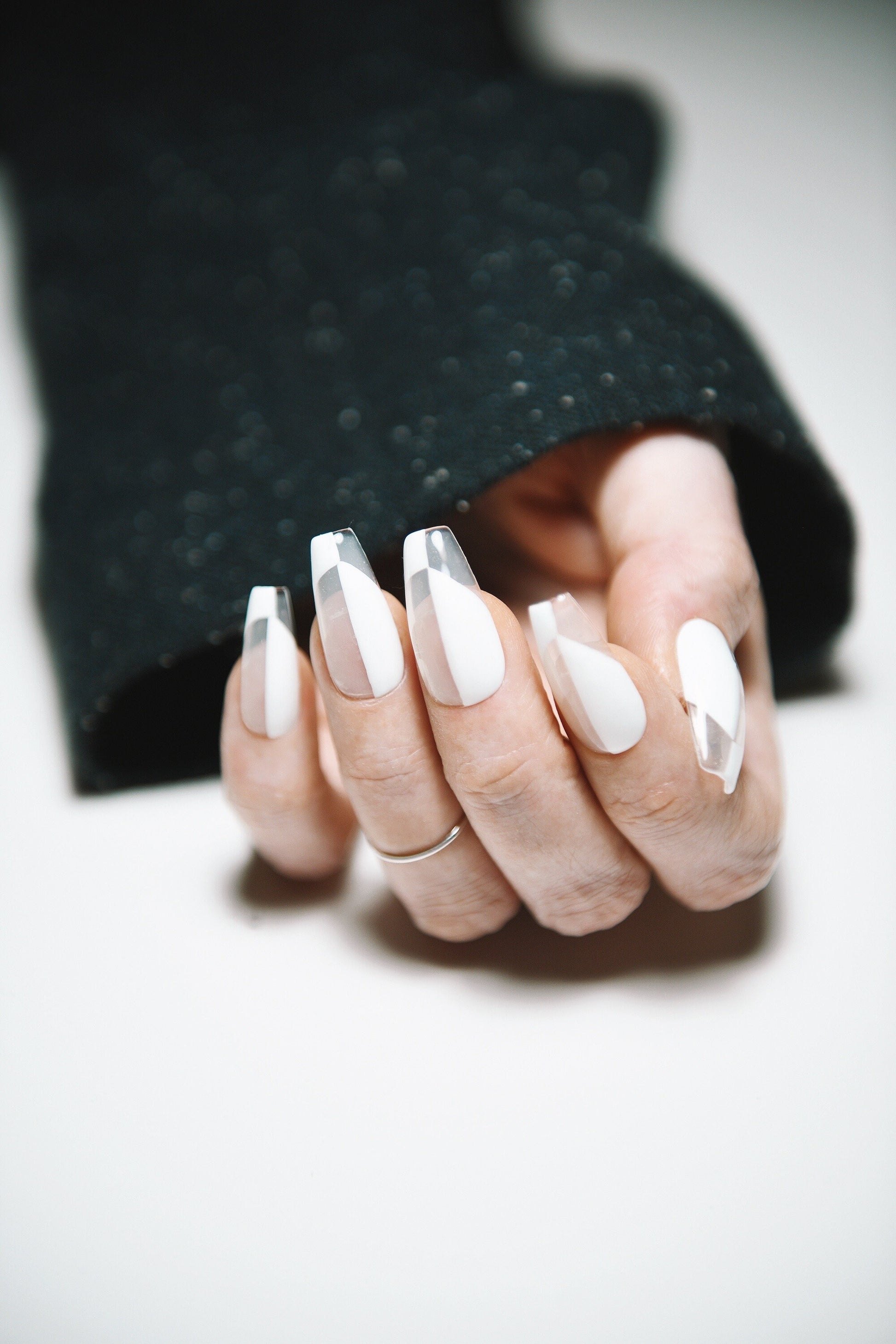 ART DECO FRENCH | Glossy or Matte | Handpainted press on nails | Stiletto Oval Almond Square Coffin Balerina | Long Medium Short