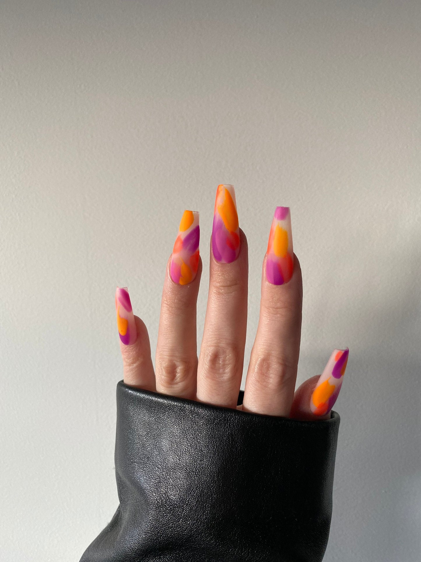 Primavera Brush Strokes Press On Nails – Handmade Luxury Reusable Coffin Nails