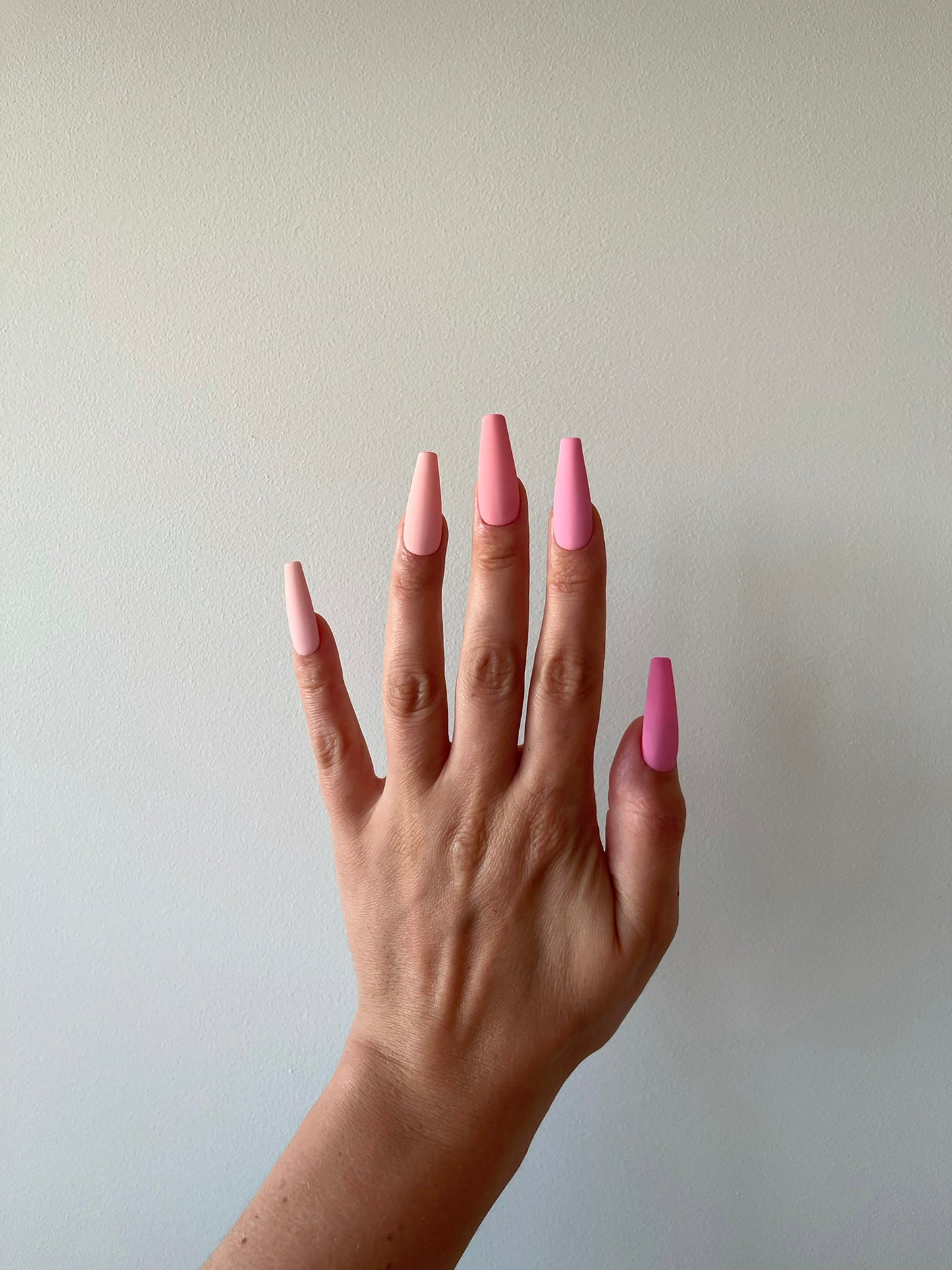 BABY BUNNY pink gradient| Handpainted press on nails | fake nails | Stiletto Oval Almond Square Coffin Balerina | Acrylic Long Medium Short