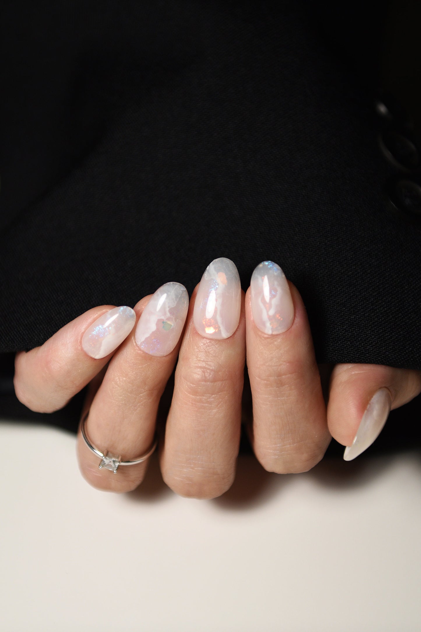 Winter Crystal Acrylic Stone Press-On Nails | Glossy Handmade Reusable Set | Custom Shape & Length | Luxury Builder Gel Nails