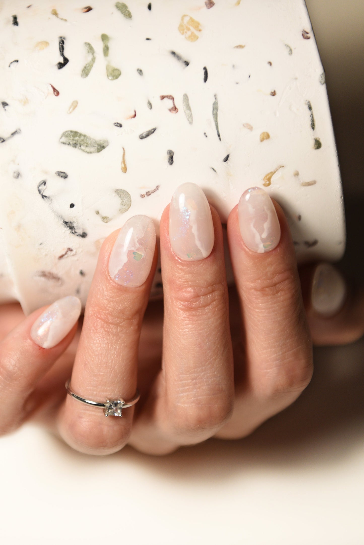 Winter Crystal Acrylic Stone Press-On Nails | Glossy Handmade Reusable Set | Custom Shape & Length | Luxury Builder Gel Nails