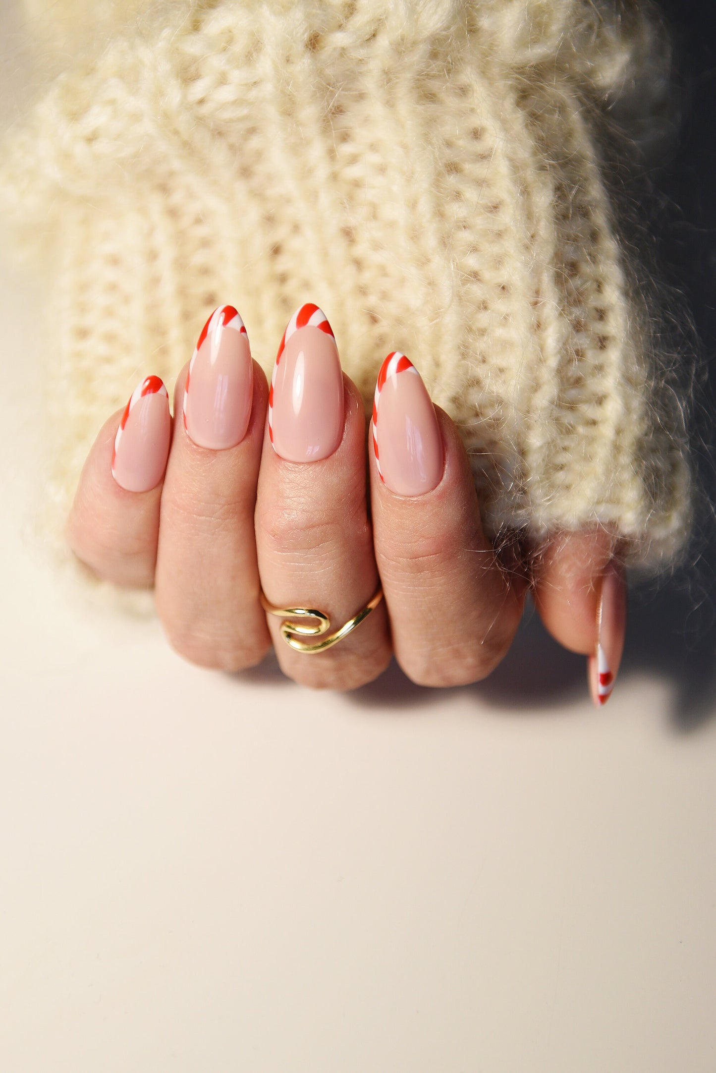 CHRISTMAS CANDY FRENCH – Luxury Handmade Reusable Press On Nails