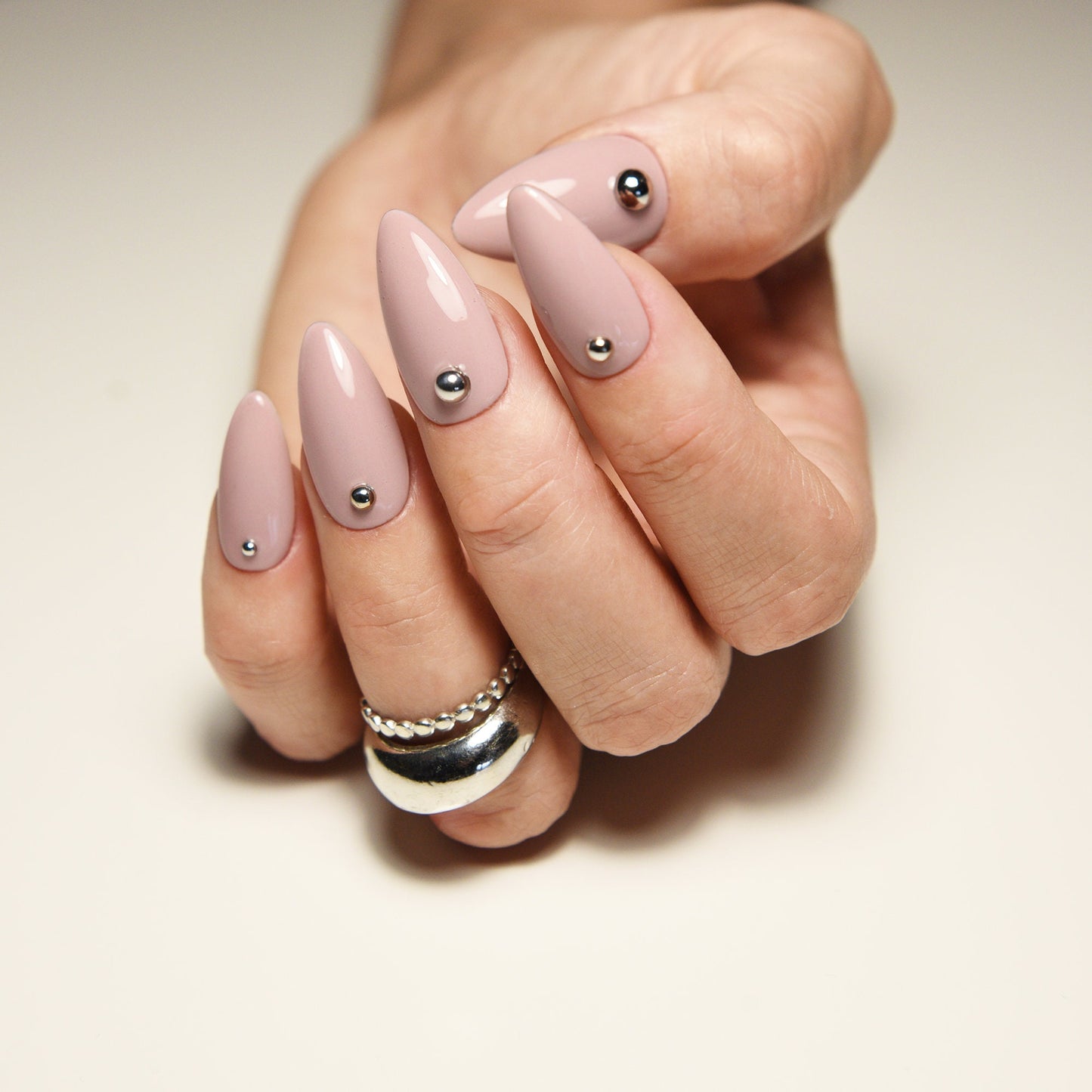 Nude Accent Press On Nails – Reusable Glossy Handmade Nails in Custom Lenght and Shape