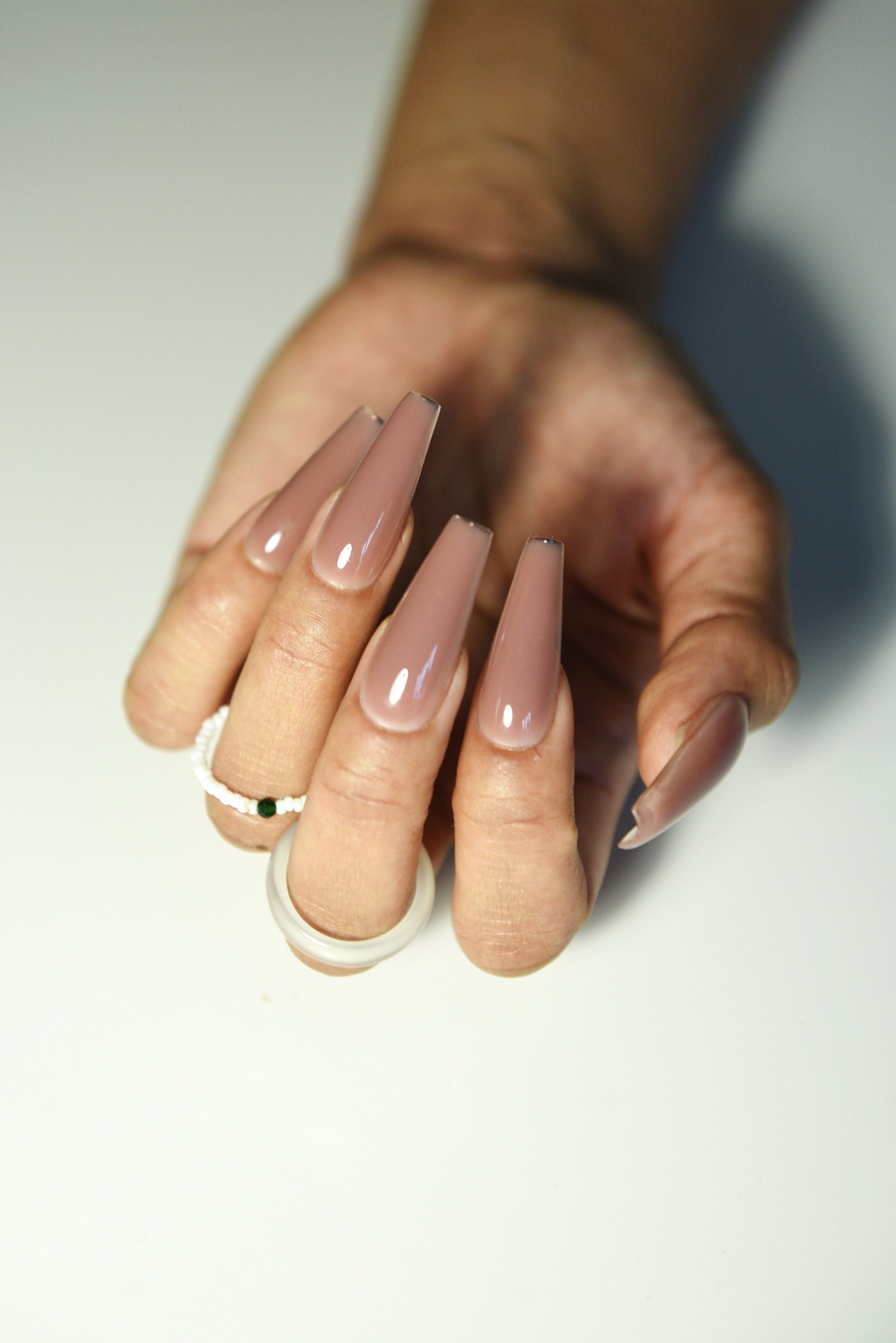 BROWNIE NUDE ACRYL | Matte Glossy | Handpainted press on nails | Fake | Stiletto Oval Almond Square Coffin Balerina | Long Medium Short