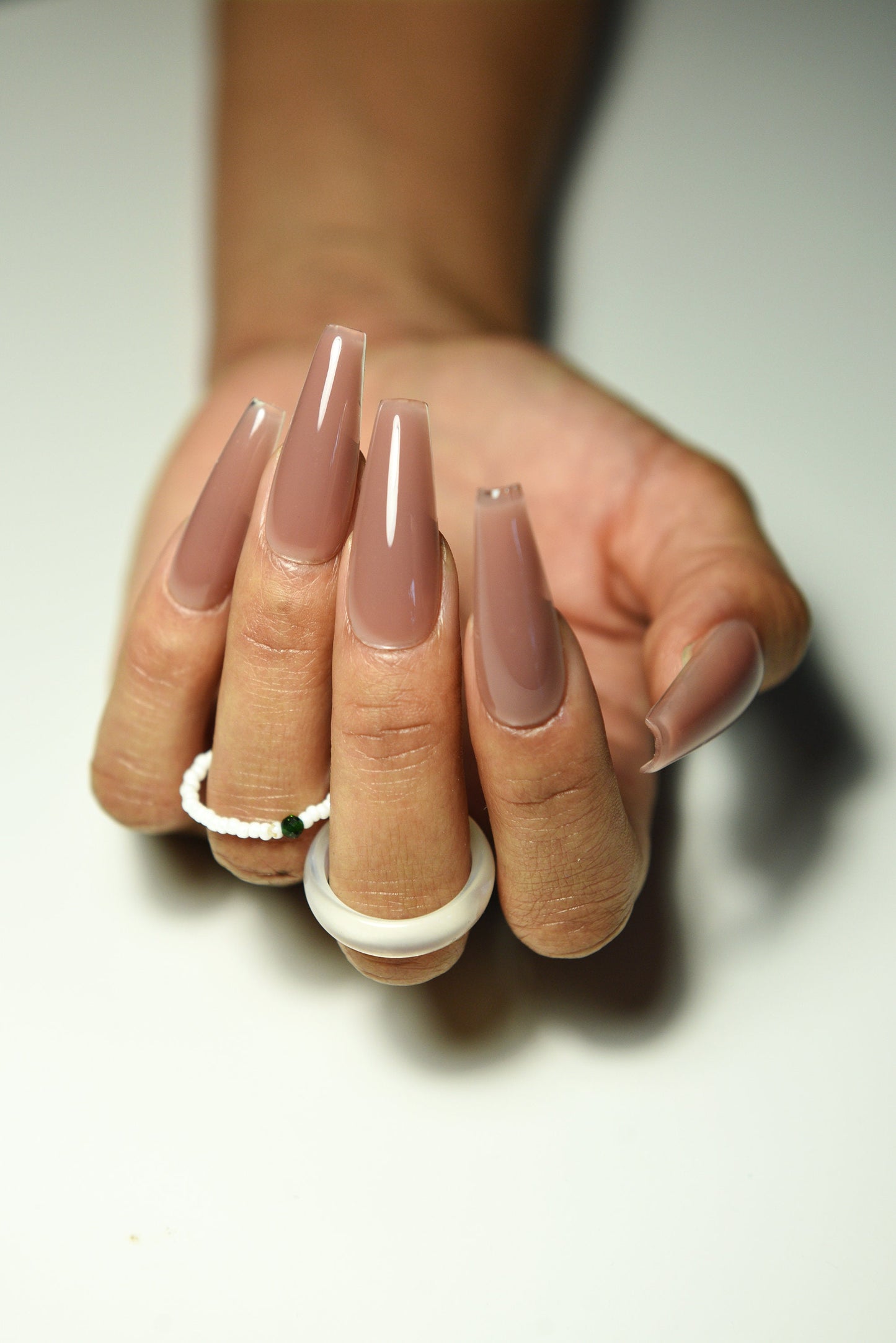 BROWNIE NUDE ACRYL | Matte Glossy | Handpainted press on nails | Fake | Stiletto Oval Almond Square Coffin Balerina | Long Medium Short