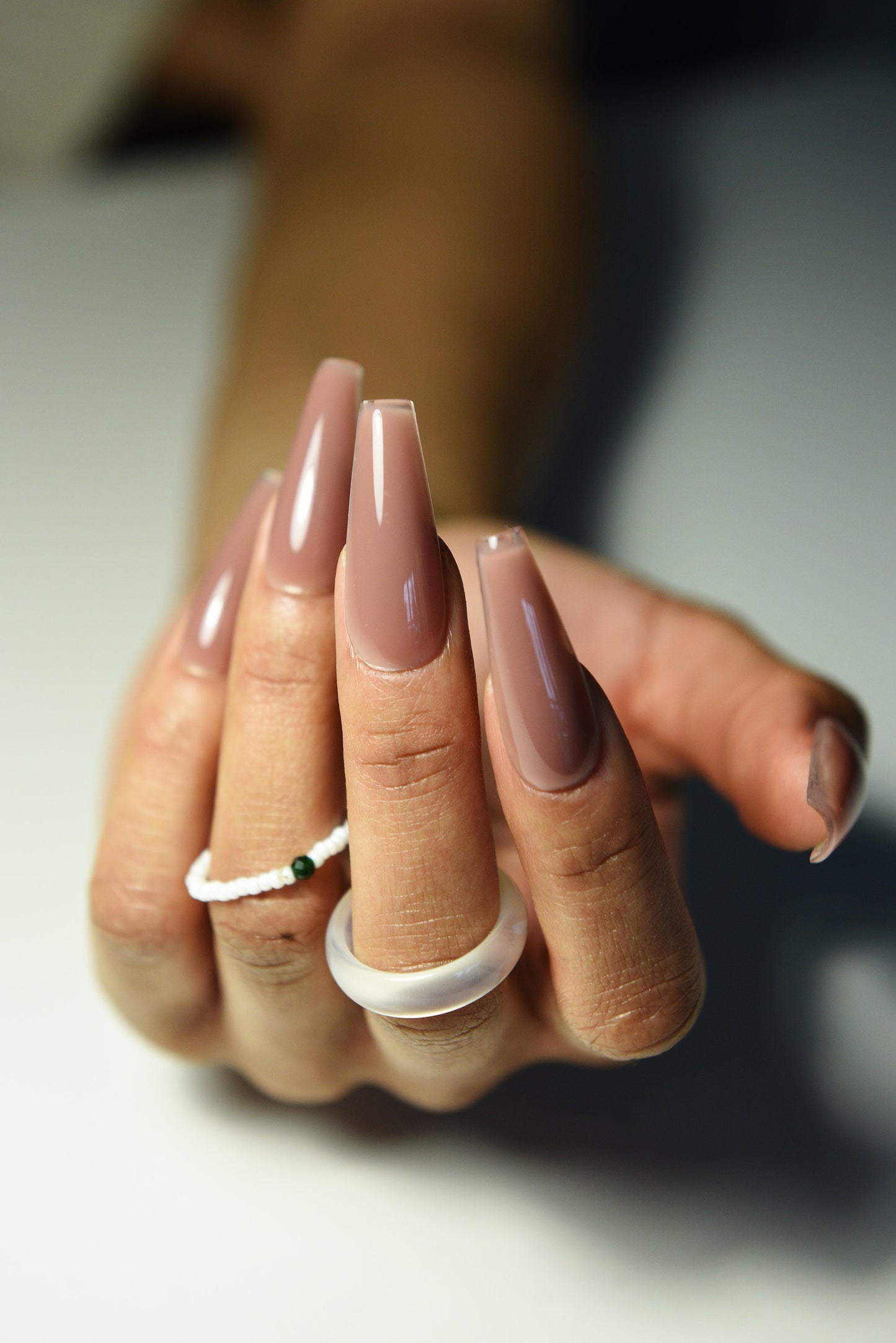 BROWNIE NUDE ACRYL | Matte Glossy | Handpainted press on nails | Fake | Stiletto Oval Almond Square Coffin Balerina | Long Medium Short