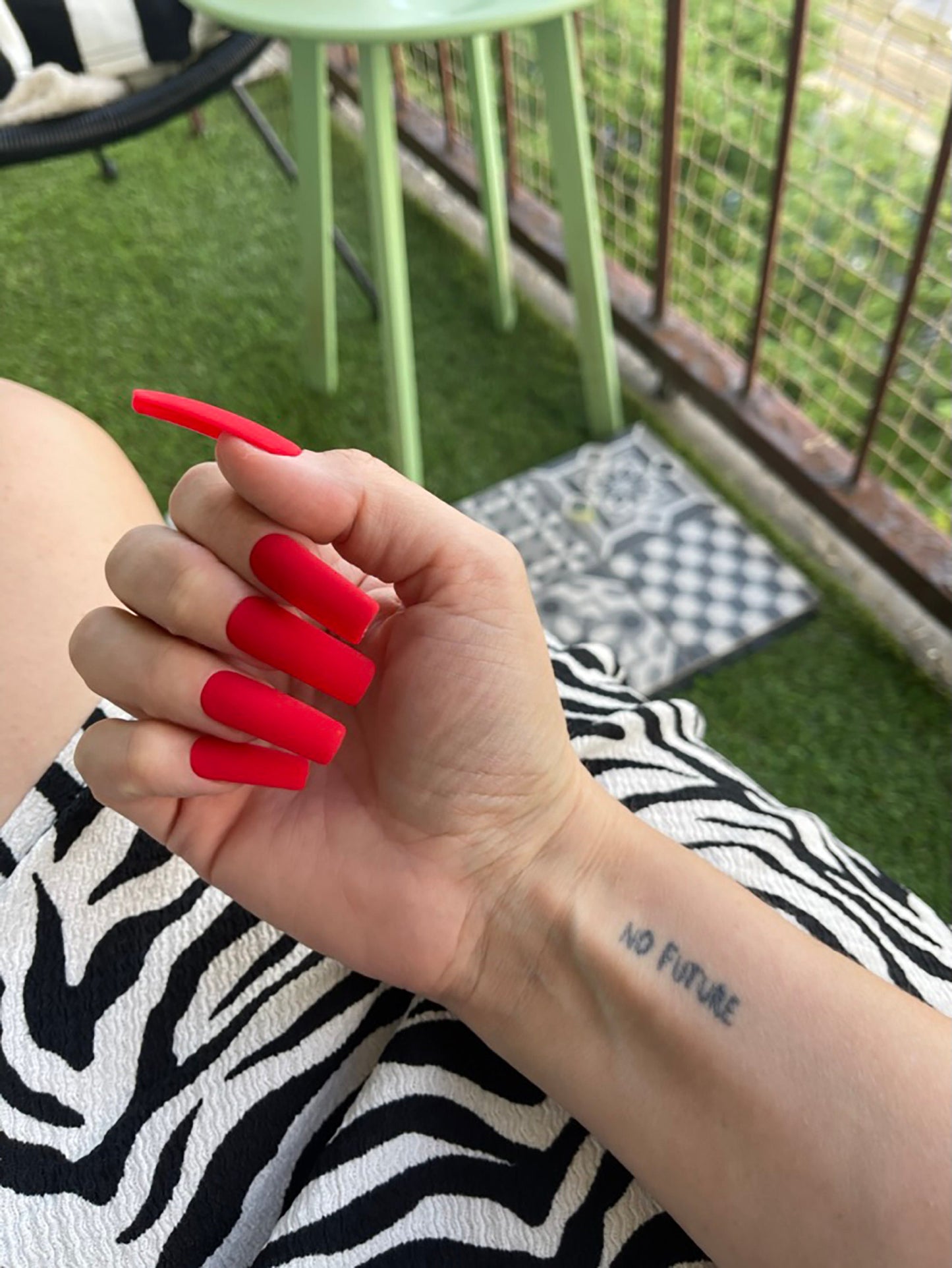 Electrifying Red Press On Nails – Handmade Reusable Custom Nail Set