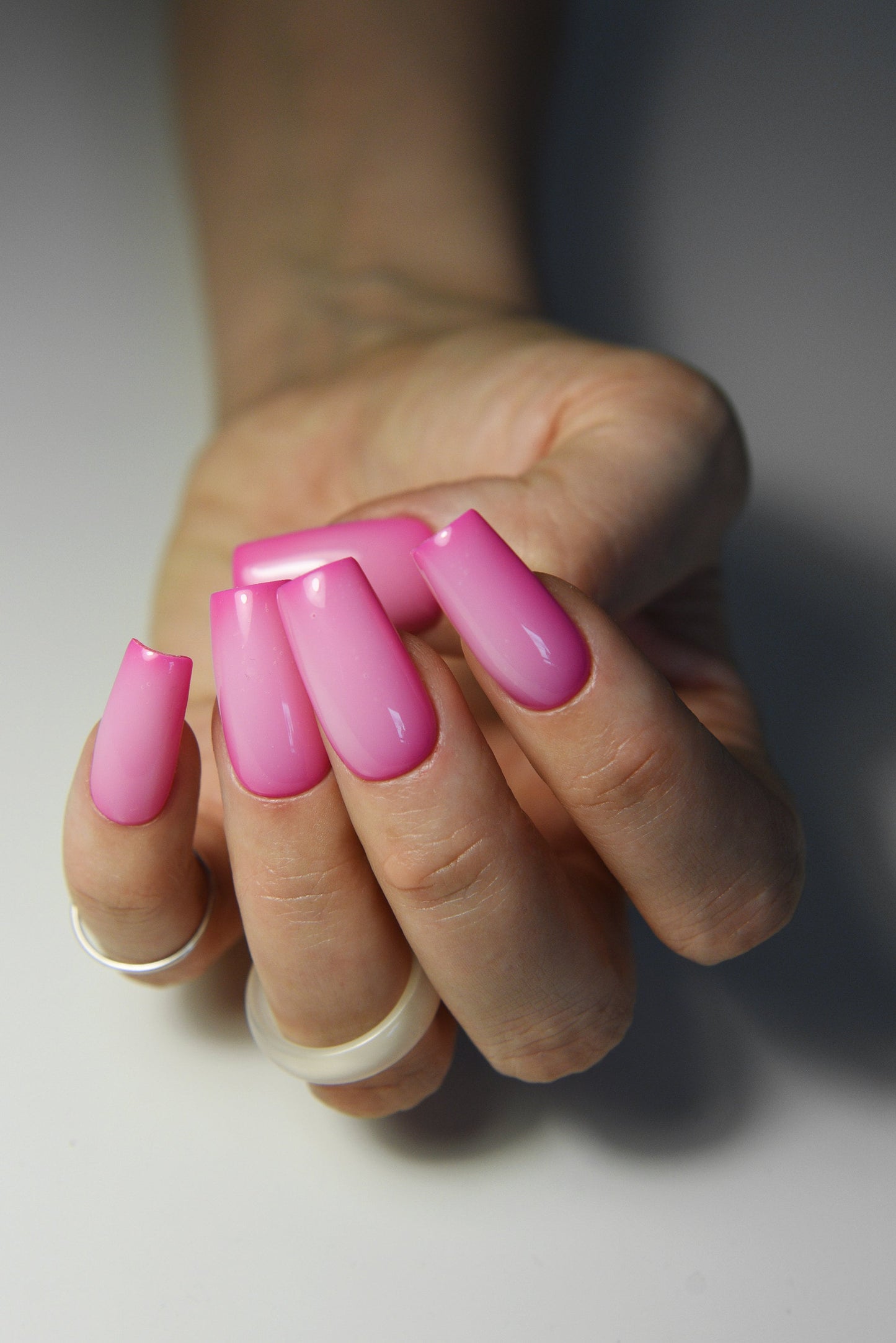 Milky Ombre Neon Press On Nails – Colorful Handmade Reusable Set – Luxury Gel Nail Art