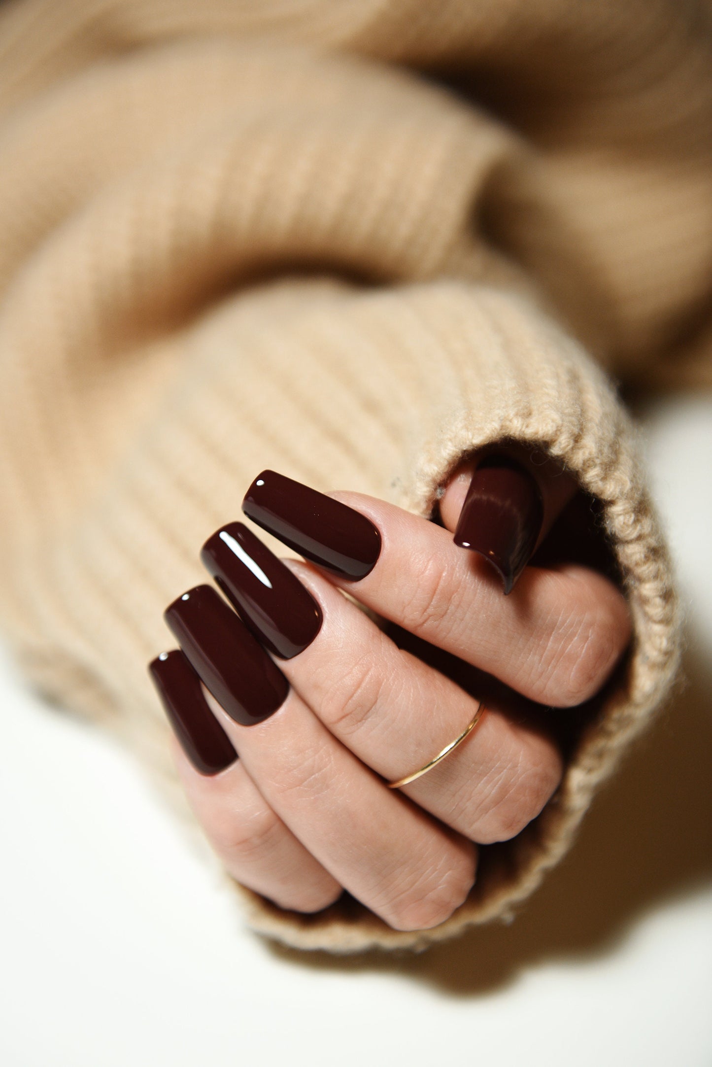 Mocha Brown Press On Nails – Handmade Reusable Fall Nails | Medium Square or Almond