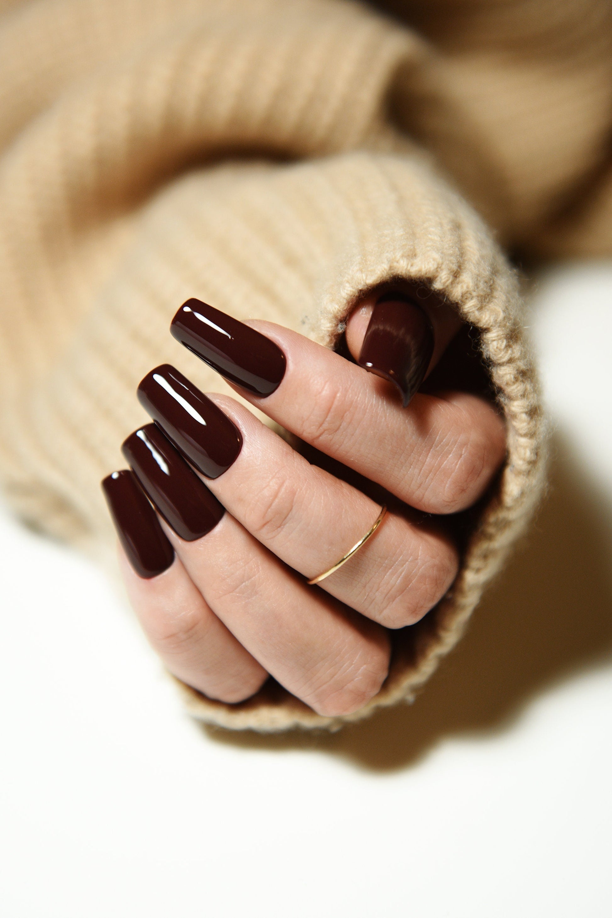 MOCHA Brown – Luxury Handmade Reusable Press On Nails