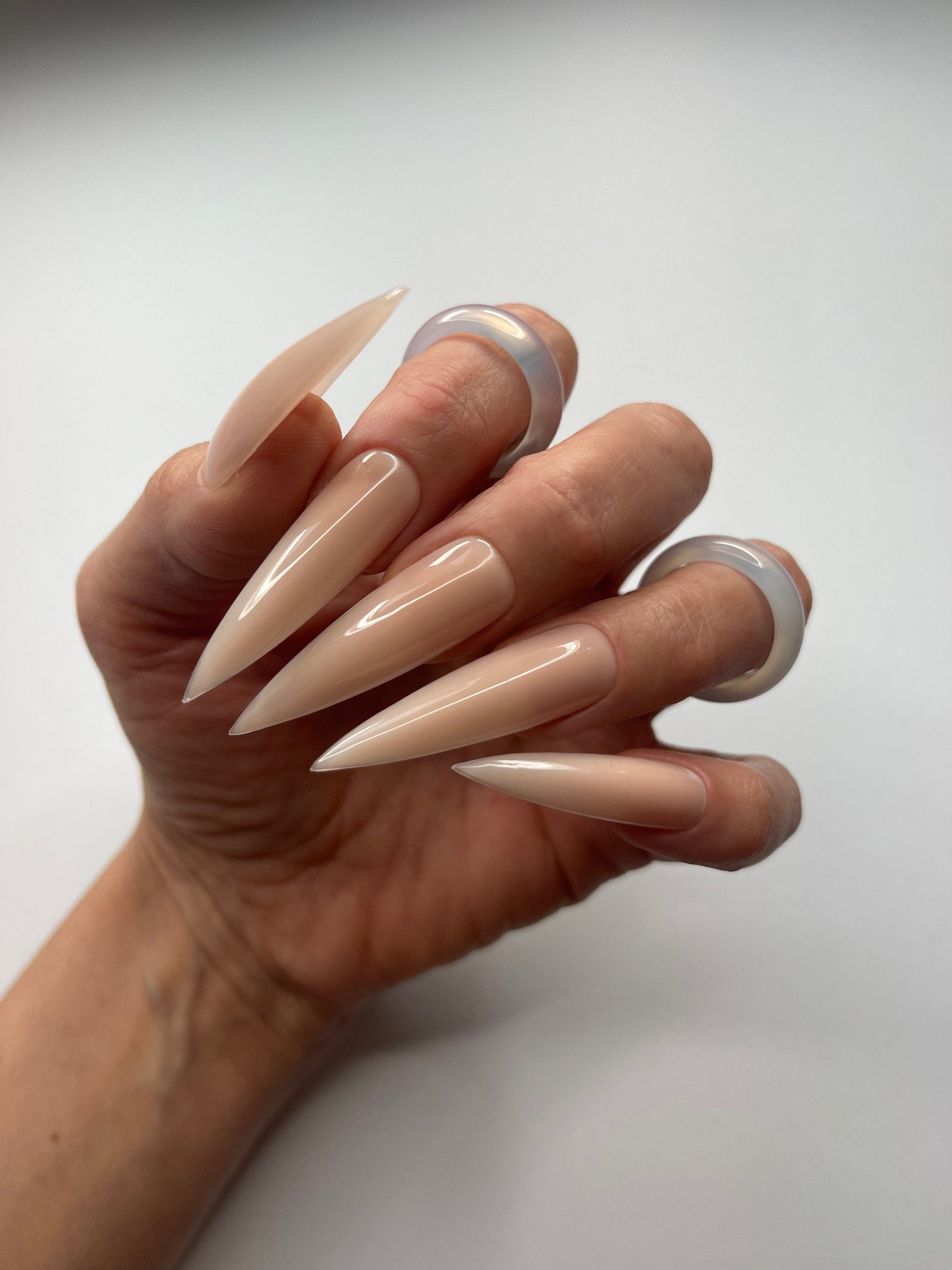 NEUTRAL ACRYL | Matte Glossy | Handpainted press on nails | Fake nails | Stiletto Oval Almond Square Coffin Balerina | Long Medium Short