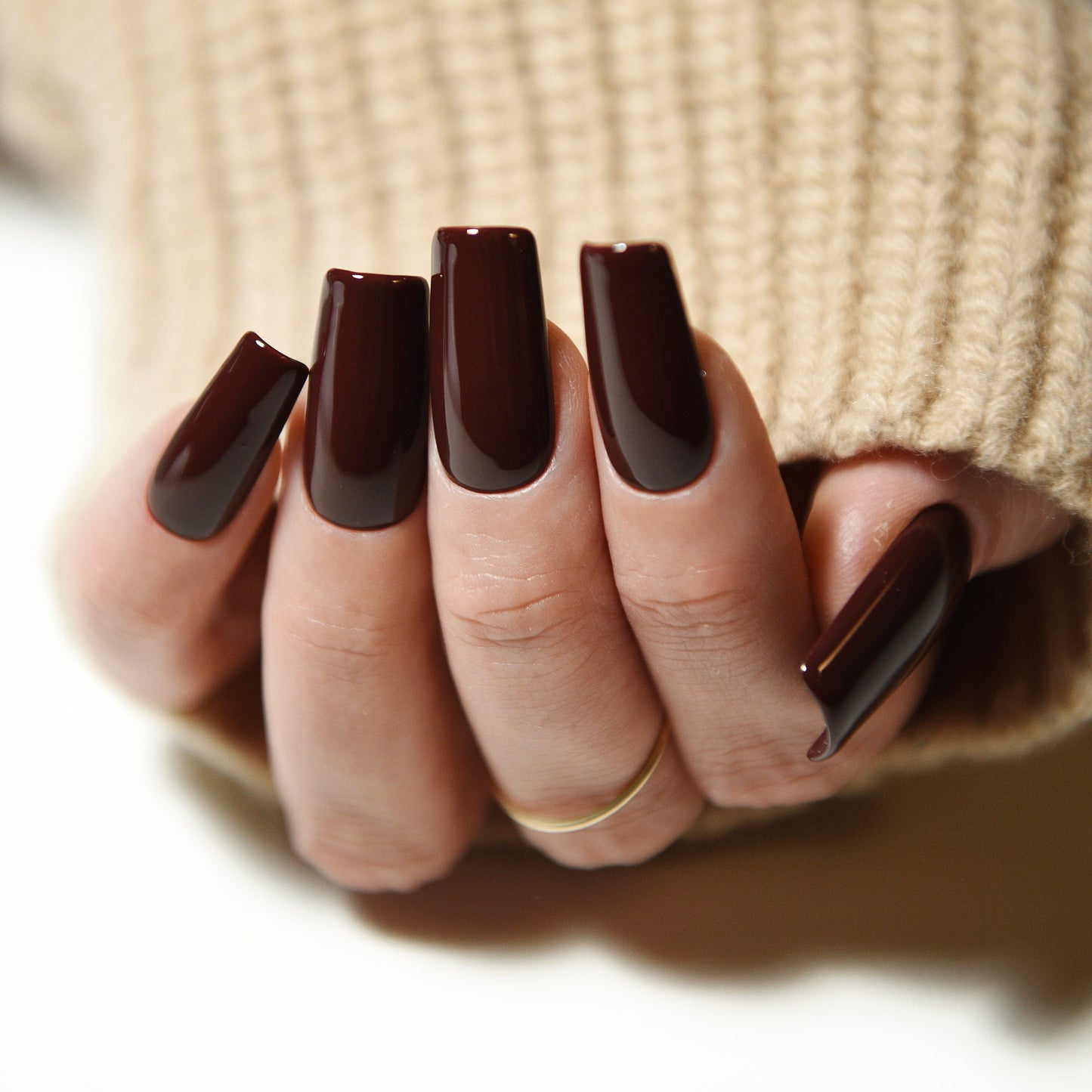 Mocha Brown Press On Nails – Handmade Reusable Fall Nails | Medium Square or Almond