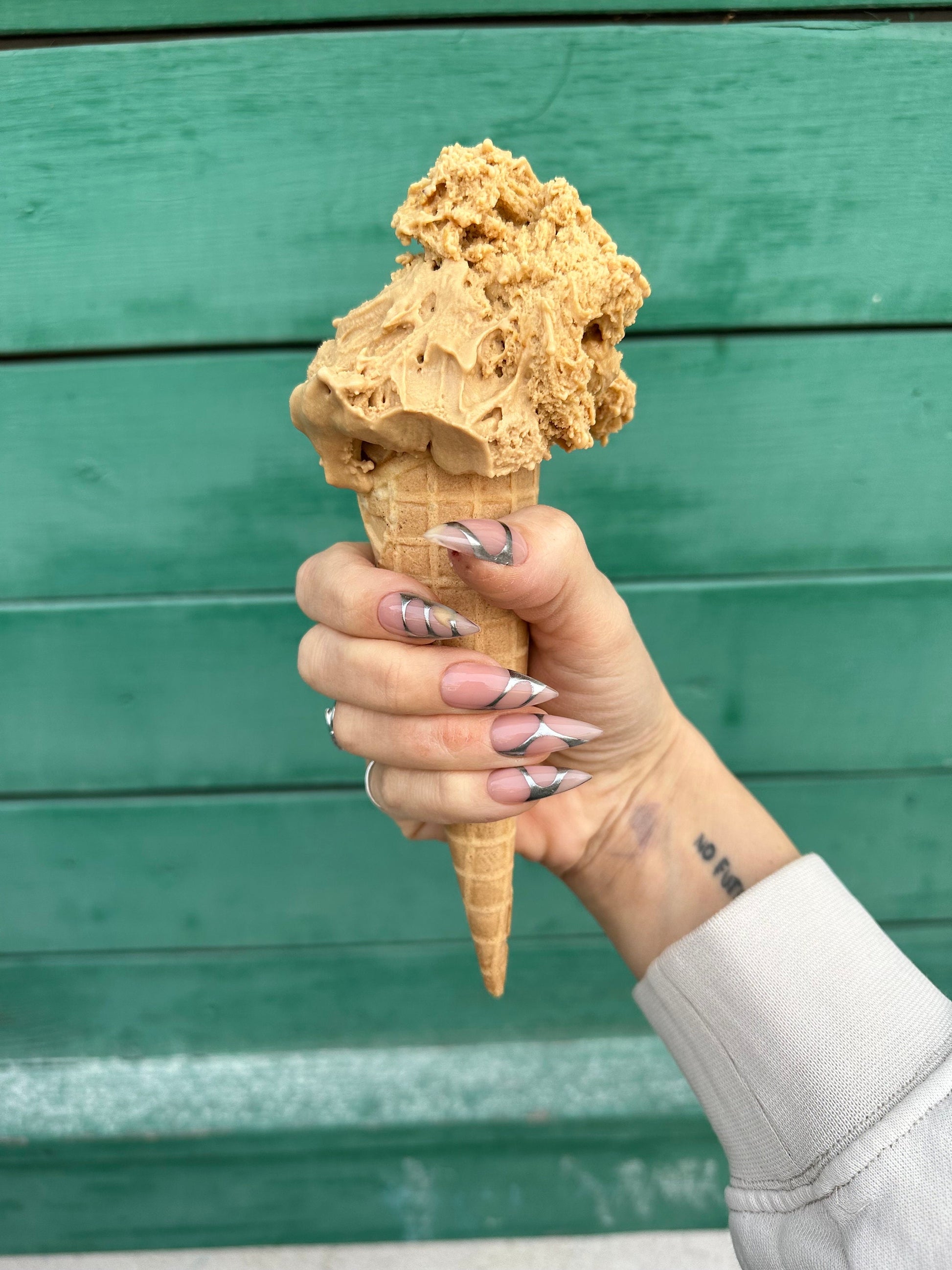 Y2K Silver Abstract Chrome | Nude | Glossy | Handpainted press on nails | Stiletto Oval Almond Square Coffin Balerina | Long Medium Short