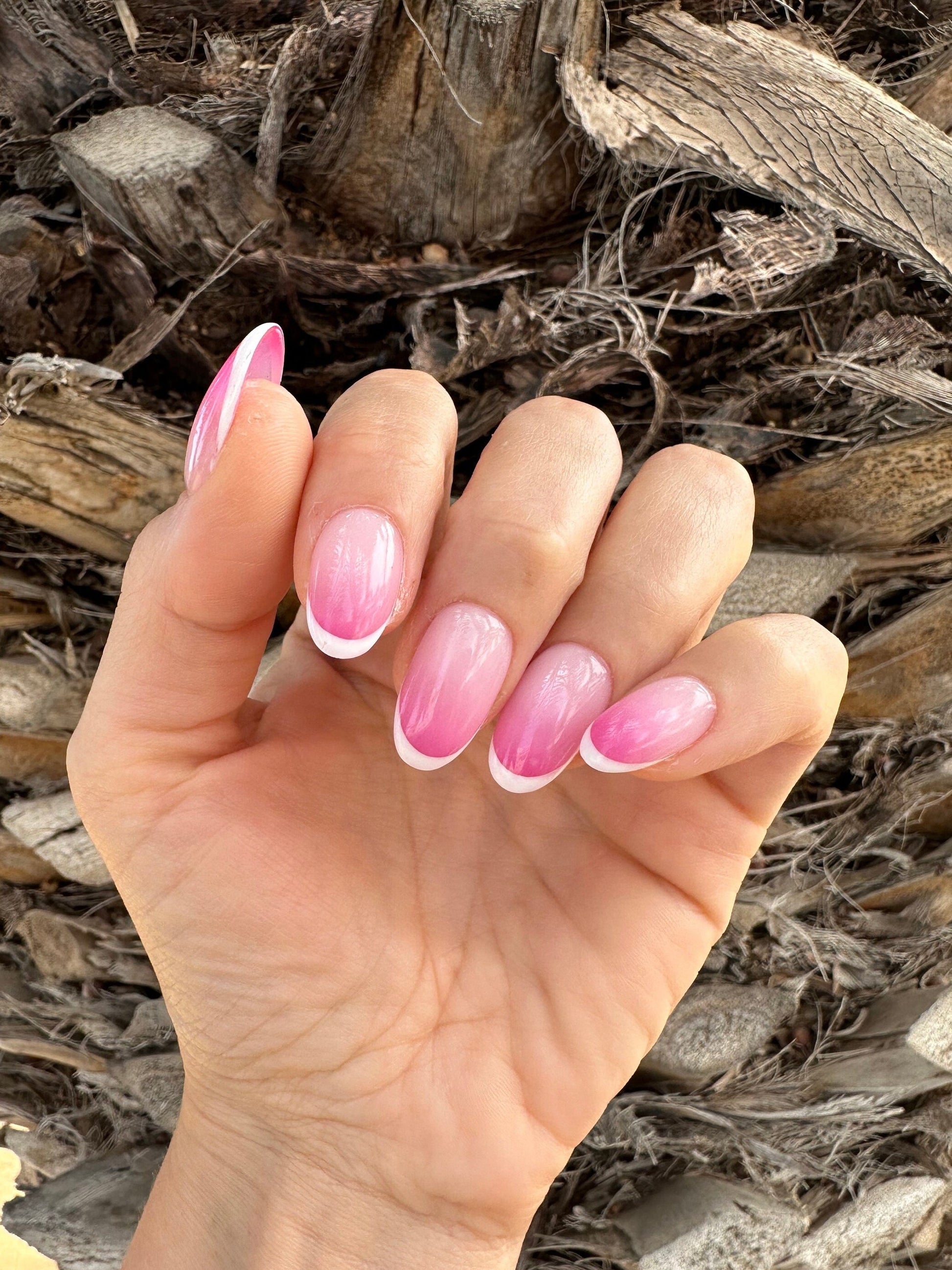 Summer Hit Press-On Nails: Delicate Natural Pink Ombre with Classic White French Tips for Fashion Lovers – Luxury Handmade Reusable Press On Nails