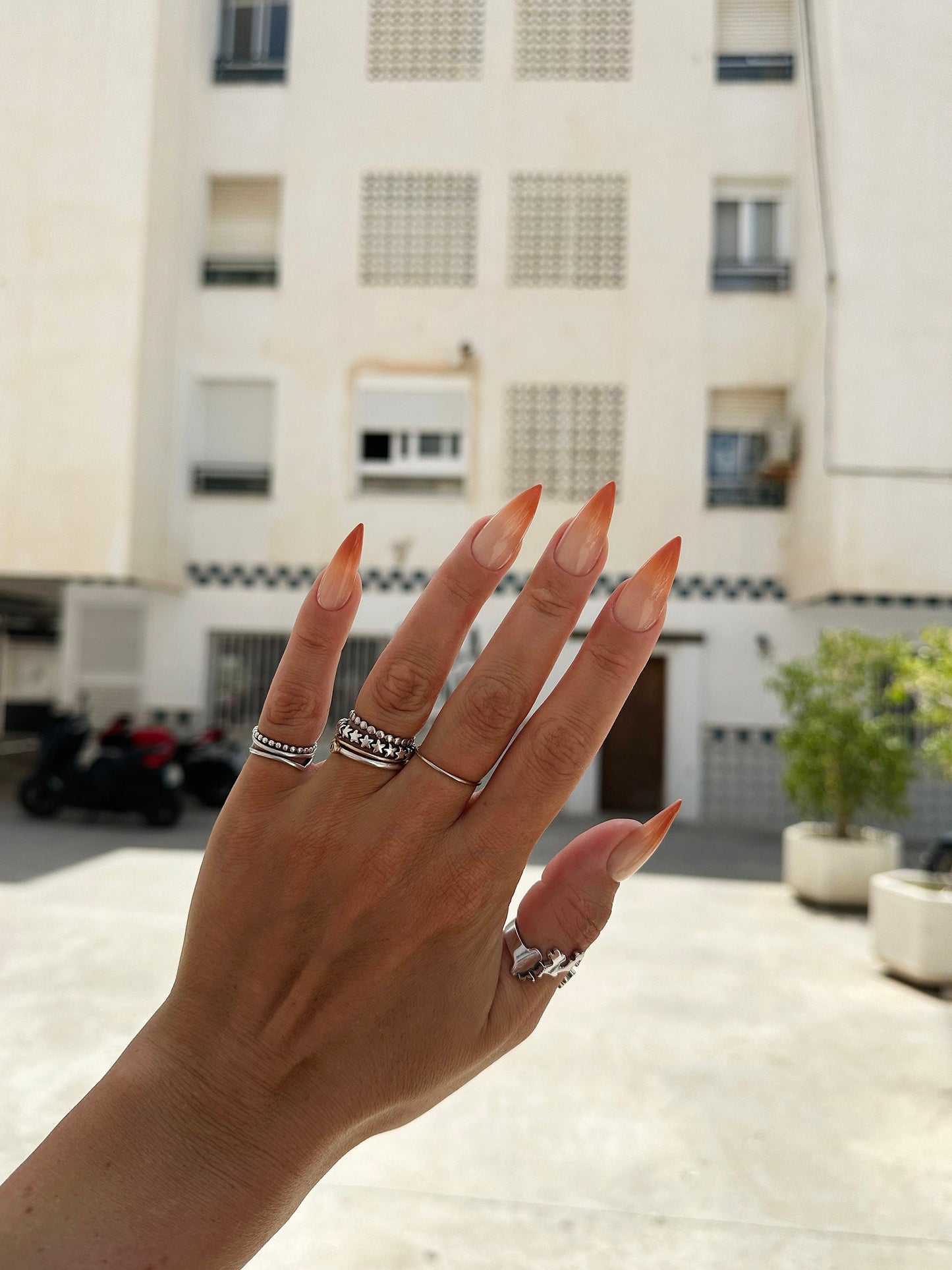 Ombre Tiramisu Press-On Nails – Nude Gradient Look | Handmade Reusable Set for Any Occasion