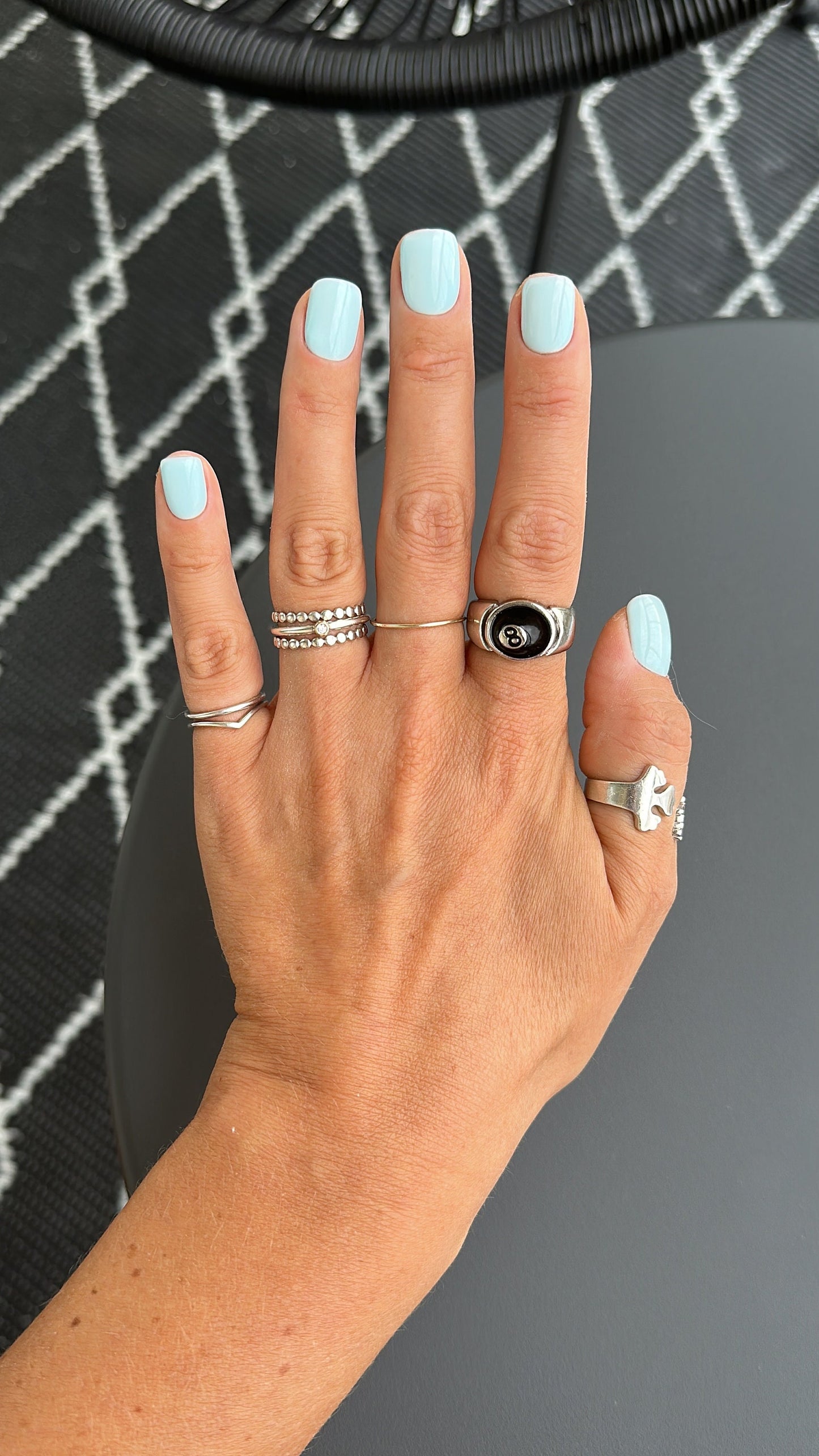 Blueberry Milk Press On Nails – Baby Blue Reusable Handmade Fake Nails