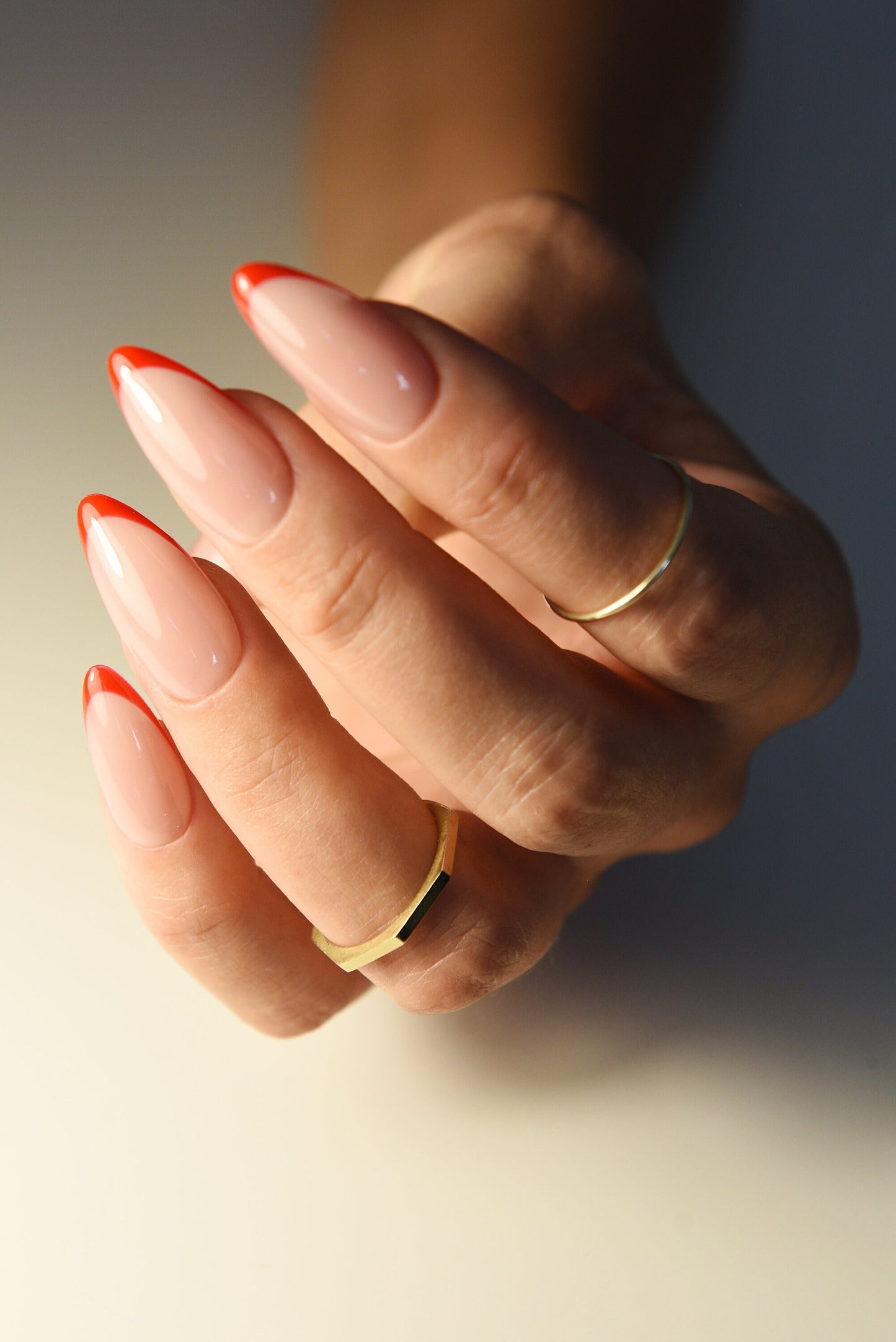 Red French Press Ons, Classy Manicure, Old Money Style, Stylish set of acrylic like nails, gel instant mani for women, work, party, holidays