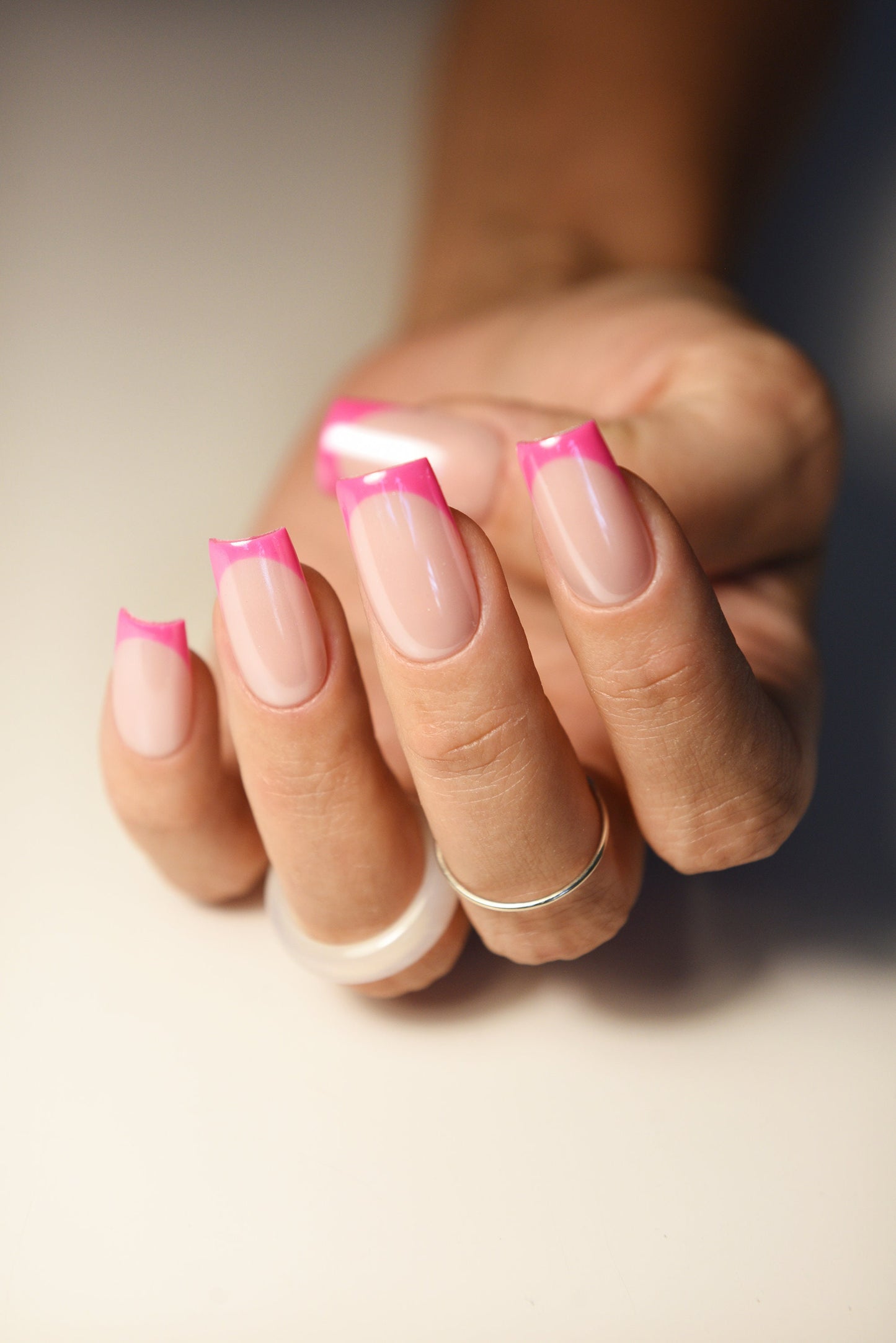 Pink Chrome French Press-On Nails – Handmade Reusable Set