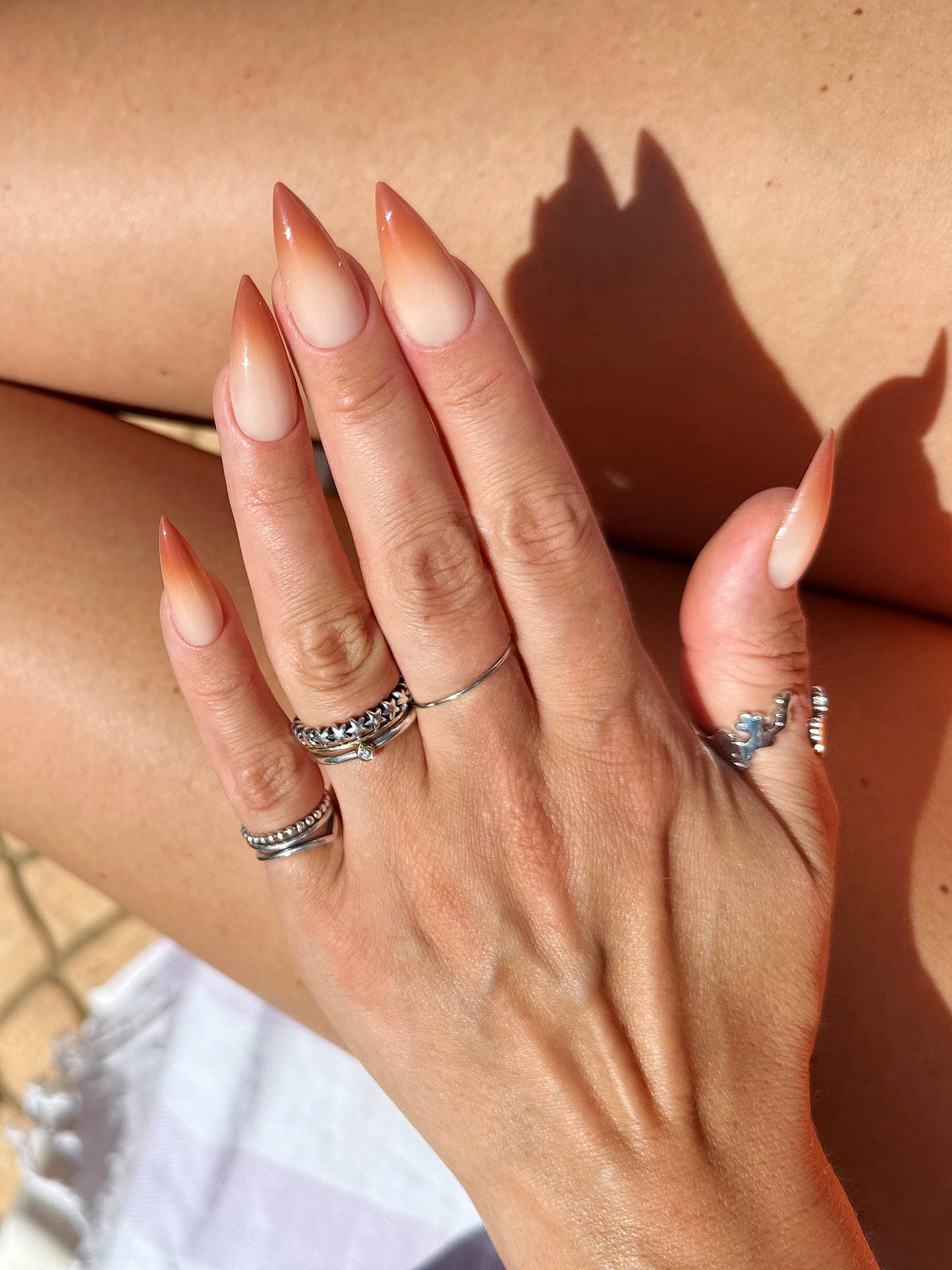 Ombre Tiramisu Press-On Nails – Nude Gradient Look | Handmade Reusable Set for Any Occasion