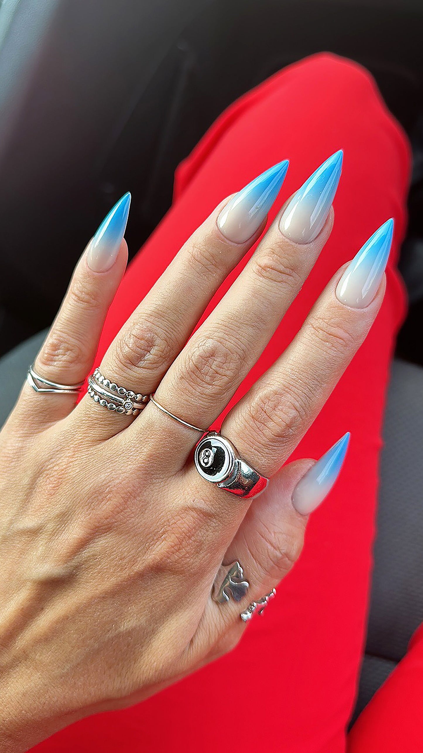 Ombre Blueberry Milk Press-On Nails – Set of 10 Reusable Acrylic-Like Nails | Handmade Luxury | Custom Fit for Beach, Wedding or Office