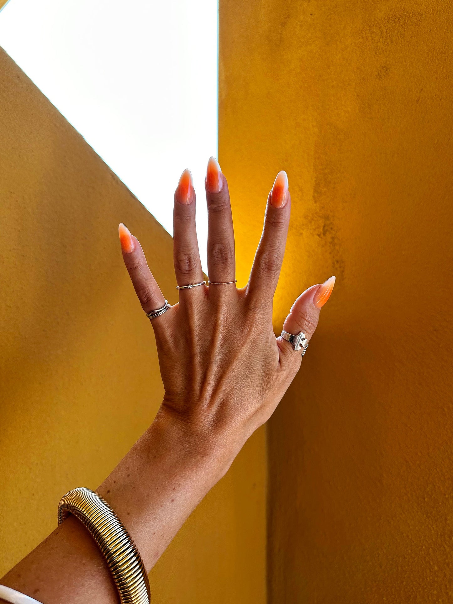 Summer Ombre Press-On Nails – Orange Gel Look | Handmade Set of 10 | Reusable & Custom