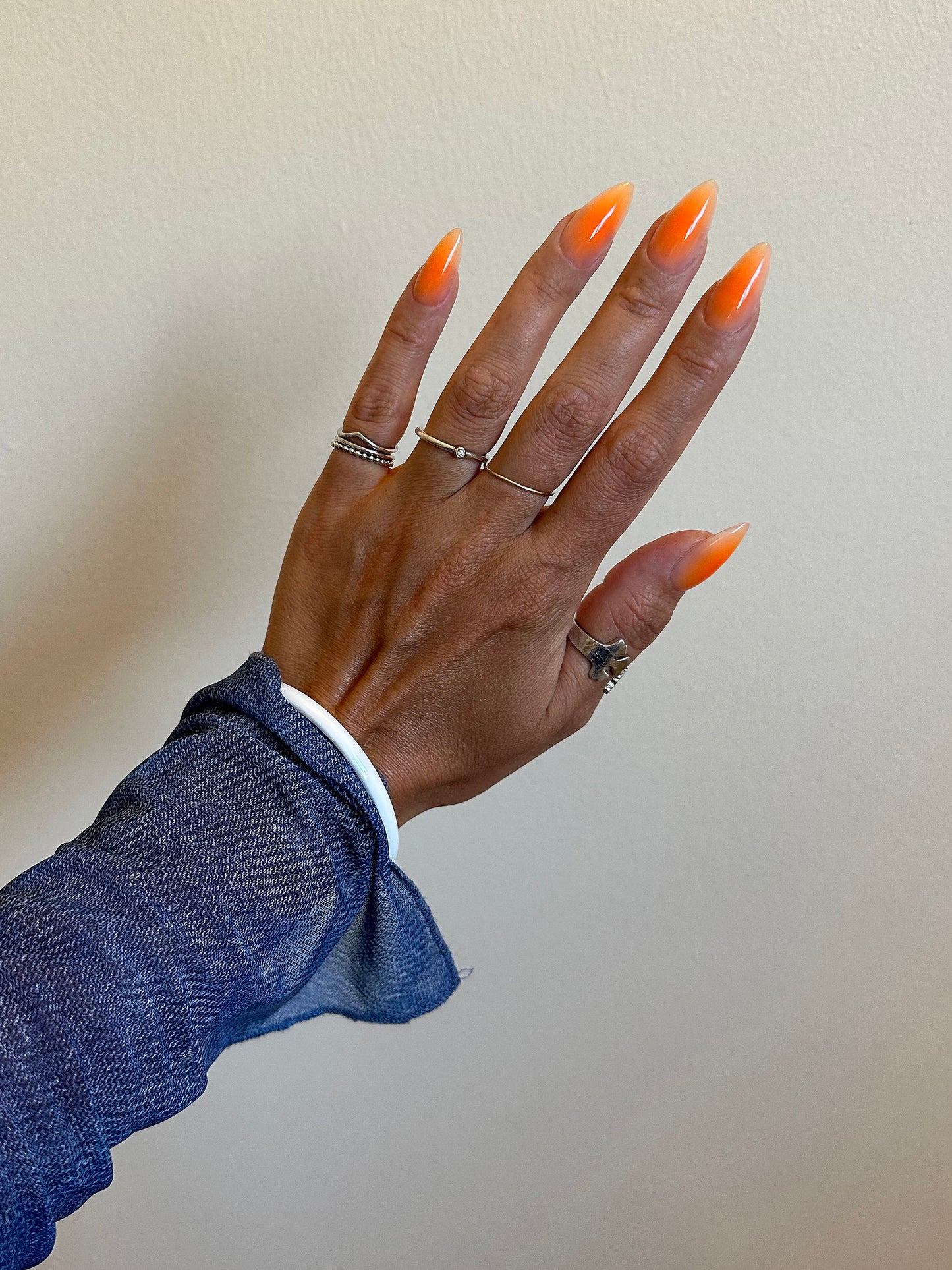 Summer Ombre Press-On Nails – Orange Gel Look | Handmade Set of 10 | Reusable & Custom