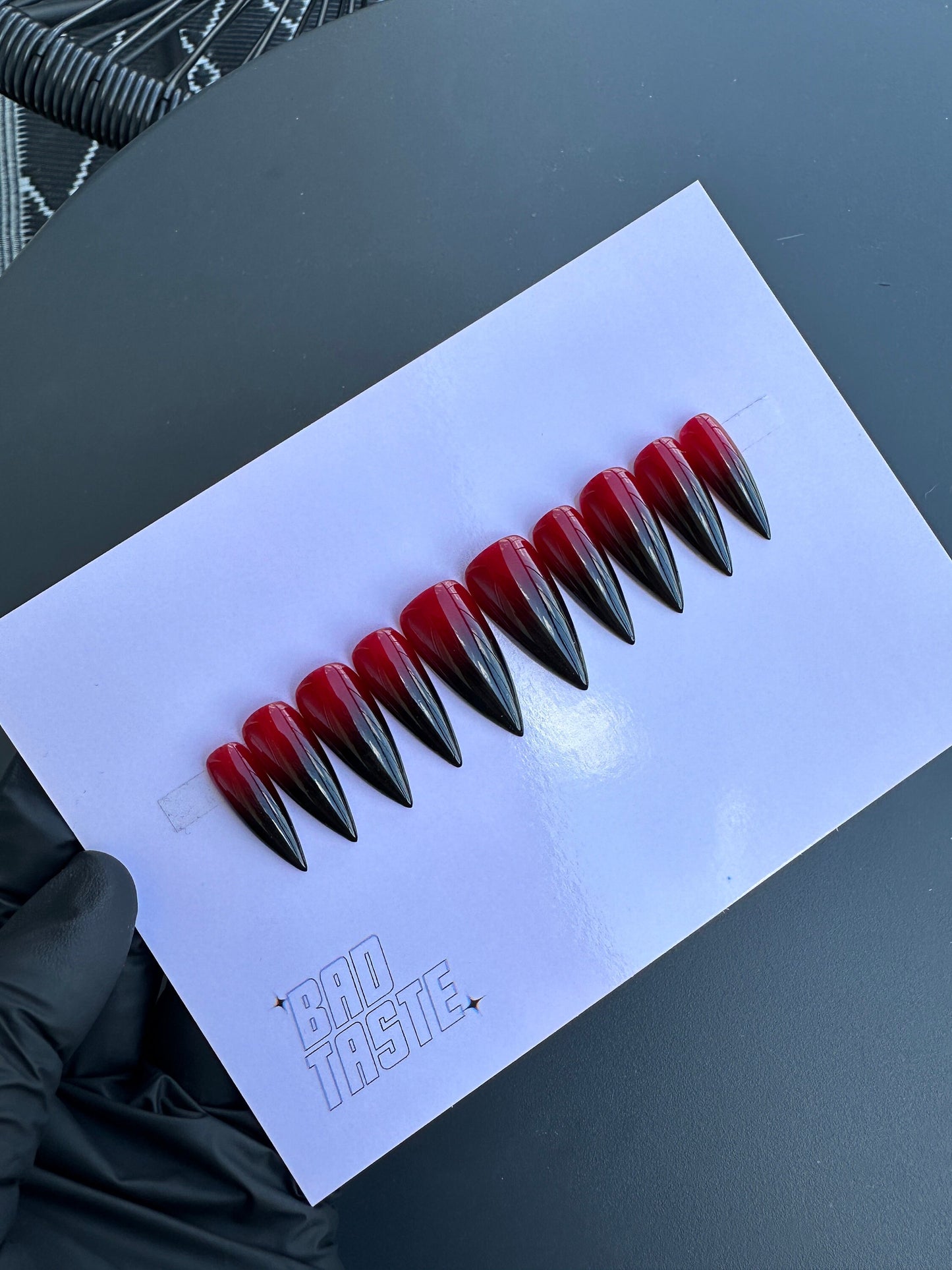 Gothic press on nails red black ombre, dark wave, horror glue on nails, halloween, gift for her, autumn fake nails set, fall inspiration