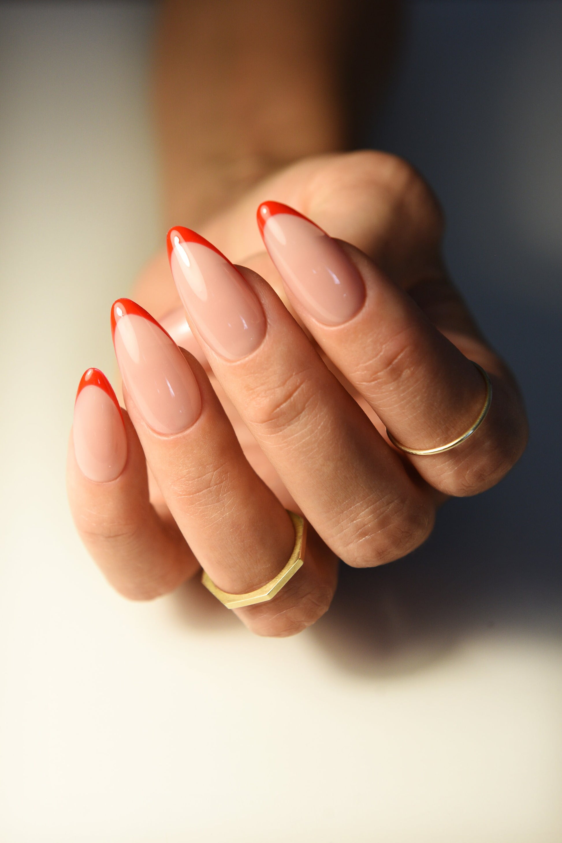 Red French Press Ons, Classy Manicure, Old Money Style, Stylish set of acrylic like nails, gel instant mani for women, work, party, holidays