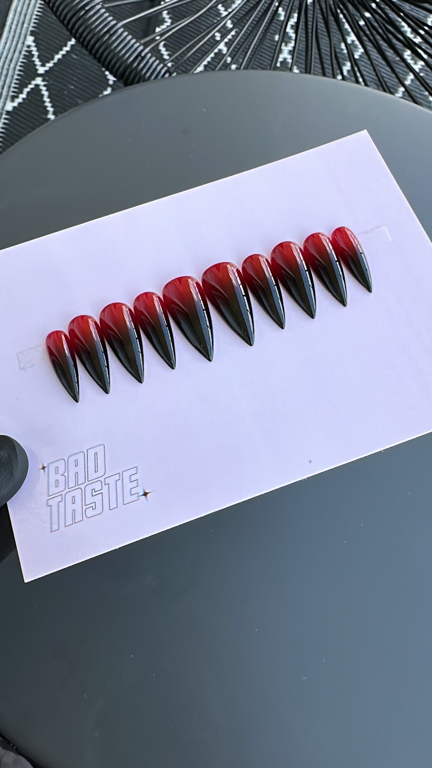 Gothic press on nails red black ombre, dark wave, horror glue on nails, halloween, gift for her, autumn fake nails set, fall inspiration