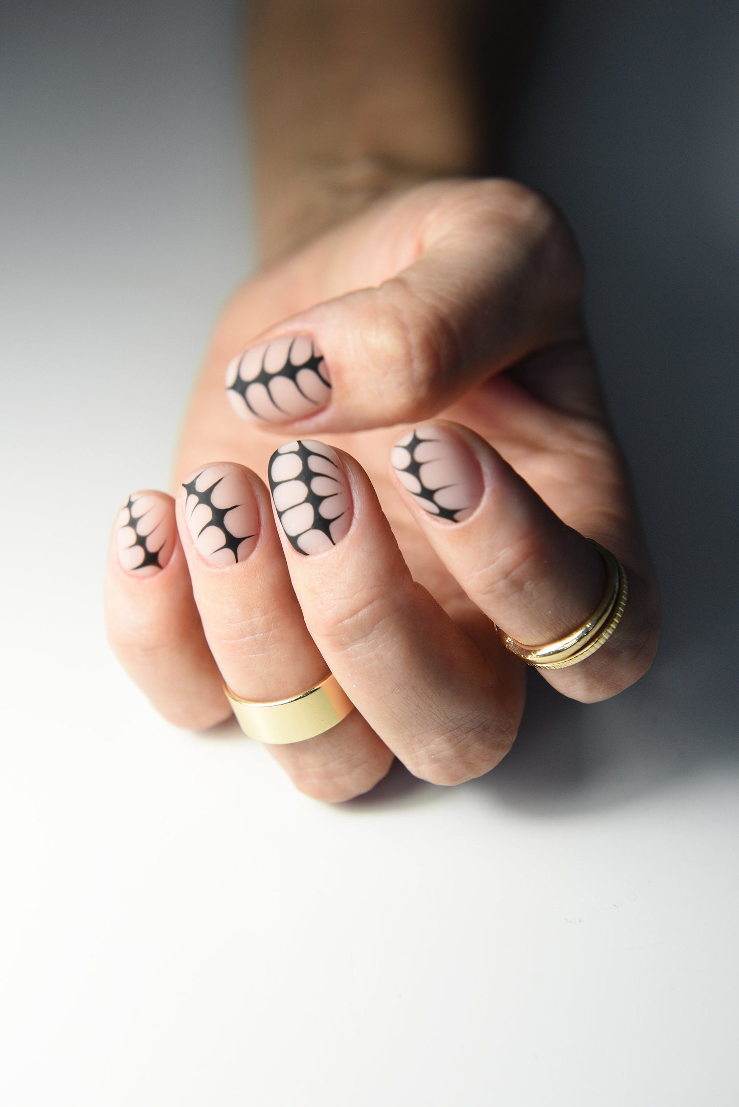 Y2K Tribal Minimalist Press-On Nails – Handmade Reusable Set in Matte or Glossy Finish