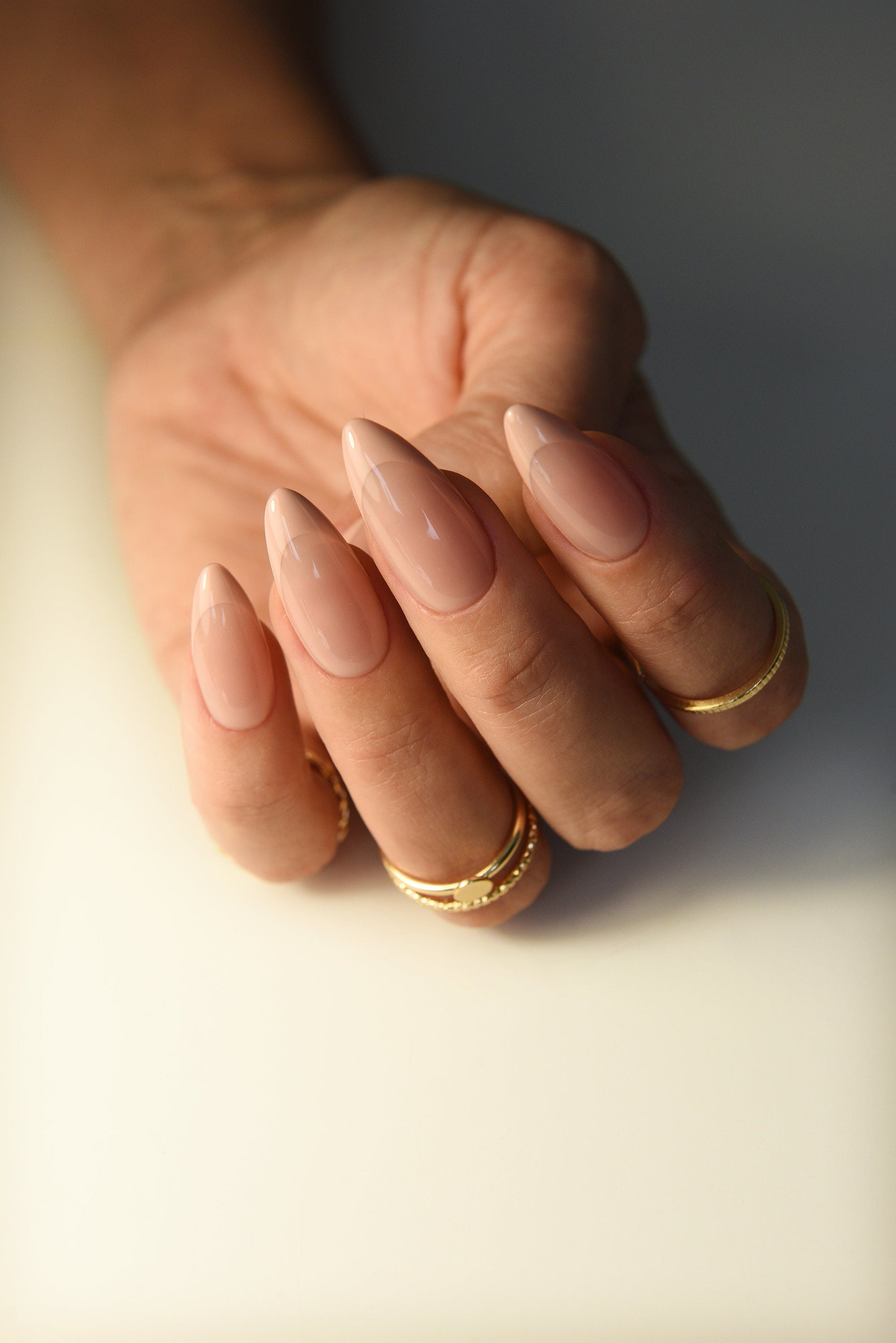 CLEAN GIRL Aesthetic reusable press on nails beige nude royal delicate french long, medium, short, back to office, school autumn holiday