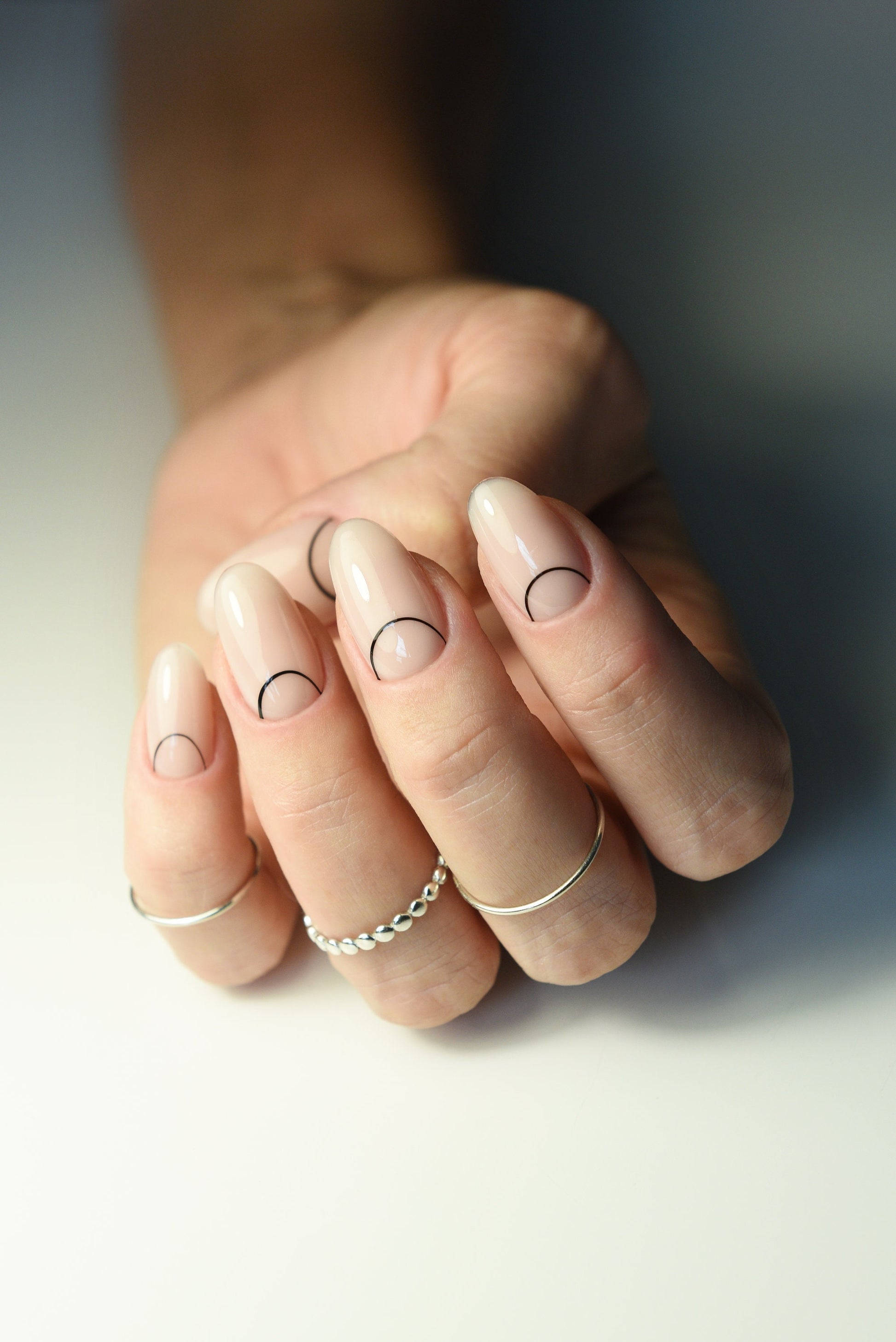 MINIMALISTIC Cream Nail Art, Acrylic Like Press On Nails Salon Quality, Simple Fake Nails Oval, Stiletto, Coffin, Long Short Medium, Winter – Luxury Handmade Reusable Press On Nails