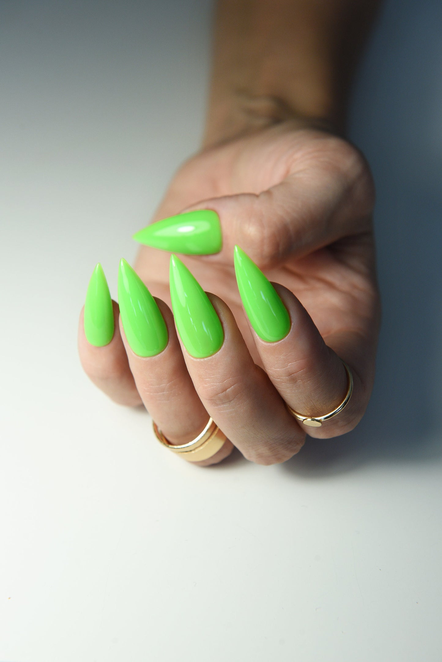 Vivid Green Press On Nails – Reusable Handmade Nails for Summer, Custom Length & Shape