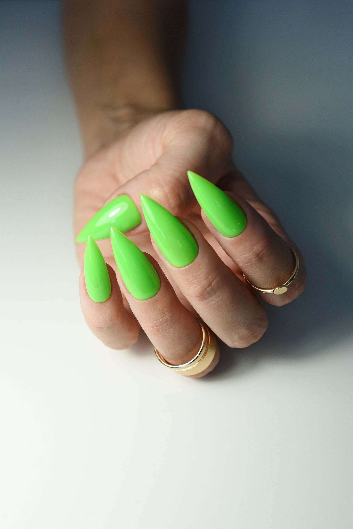 Vivid Green Press On Nails – Reusable Handmade Nails for Summer, Custom Length & Shape