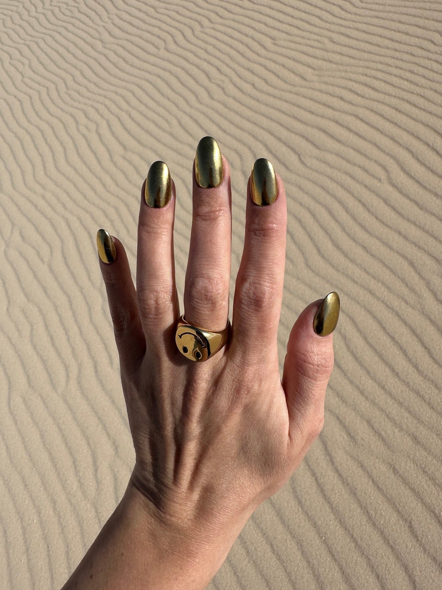 Mirror Gold Press-On Nails – Chrome Look | Handmade Reusable Set