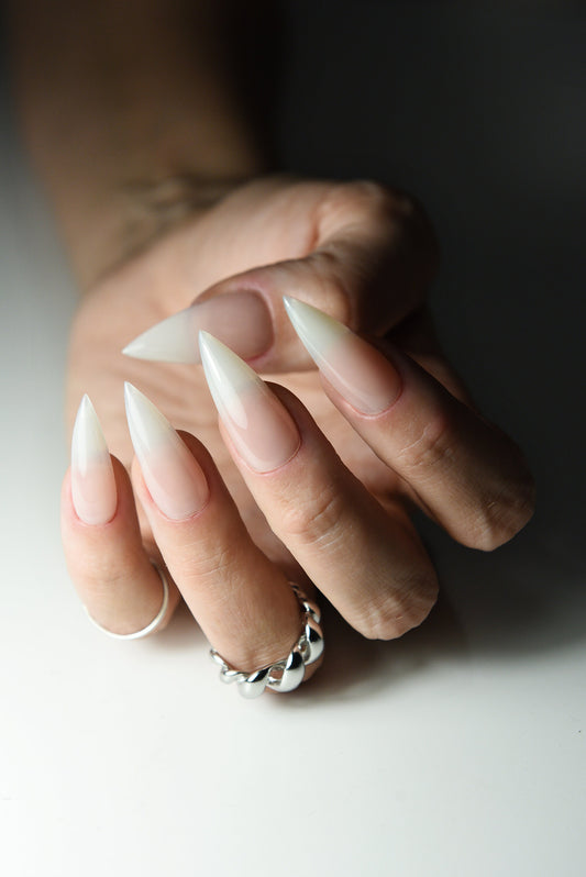 AMERICAN FRENCH Press On Nails, Natural Grown Nails, Natural nail tips, stiletto almond square squoval short long, reusable luxury, gift for – Luxury Handmade Reusable Press On Nails