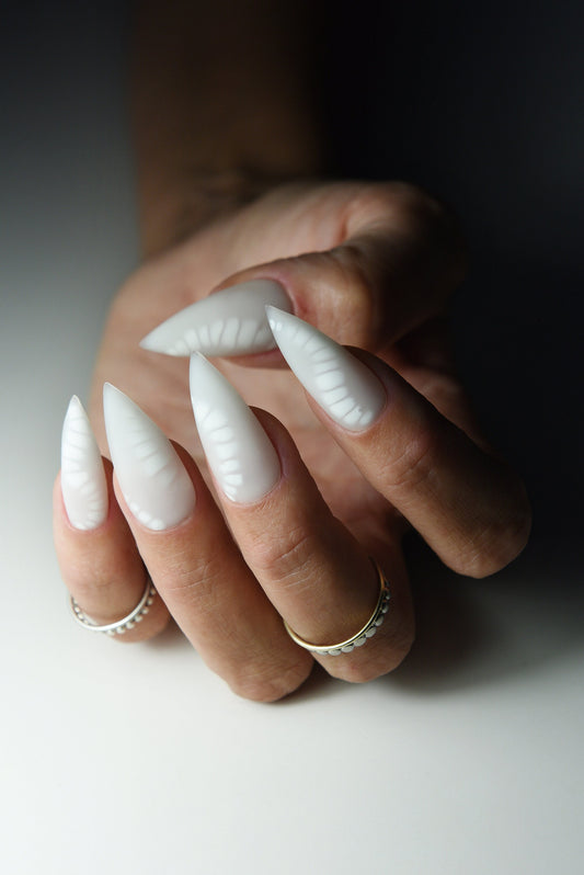 BLOOMING press on nails set for SPRING, milky white nails, stiletto, coffin, square, almond, long, short, gift for fashion girl, reusable – Luxury Handmade Reusable Press On Nails