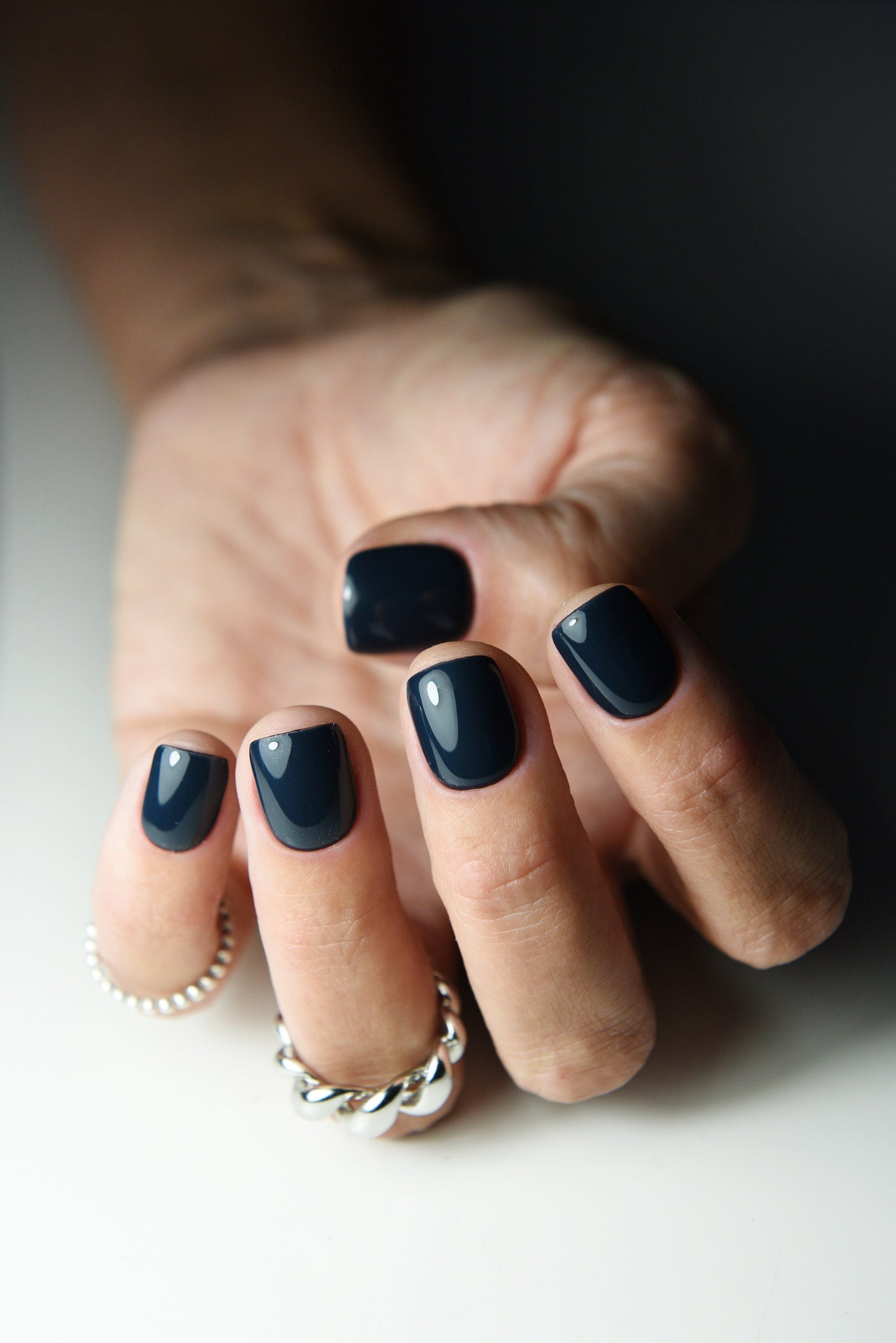 NAVY BLUE Old Money Style Press On Nails Short Long Square Stiletto, Coffin, wedding party bride nails, reusable luxury false, glue on