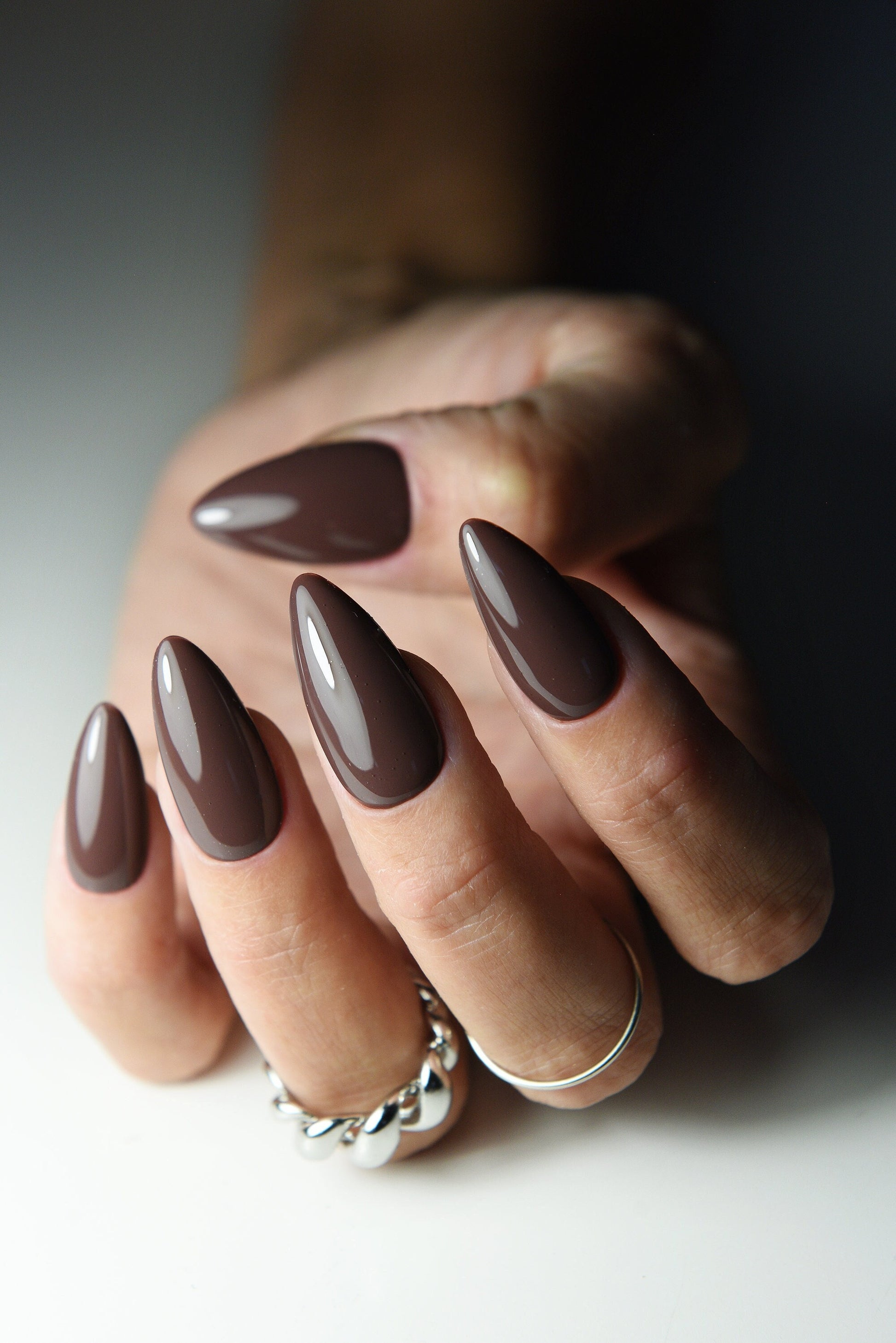 EARTH DAY Brown Color Spring Press On Nails Short Long Square Stiletto, Coffin, date gift for mama, girlie nails, eco reusable luxury false