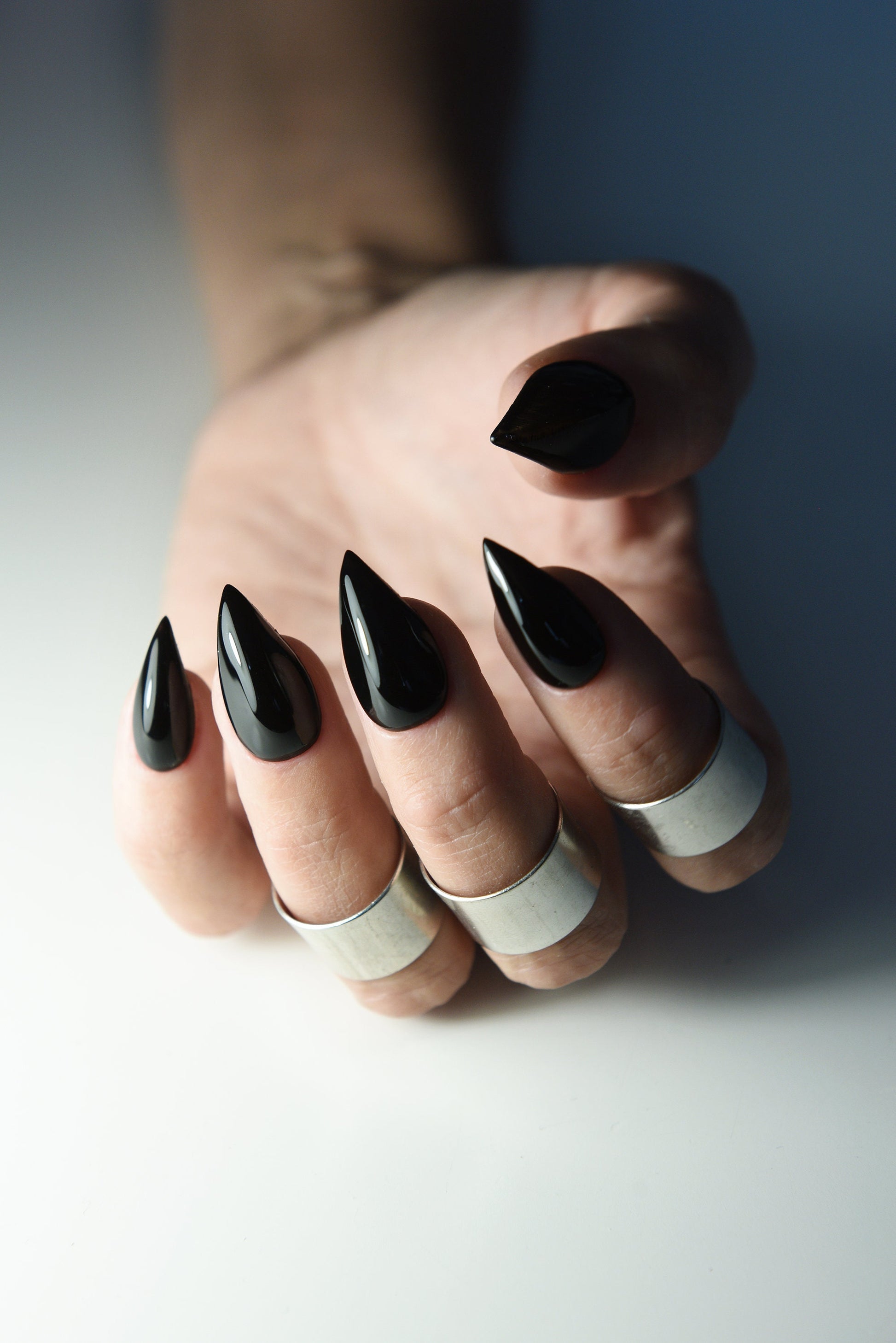 WEREWOLF CAT CLAWS, press on nails acrylic, stiletto long nails, costume fake nails, gothic witchy nails, witch claws, black nails gift for