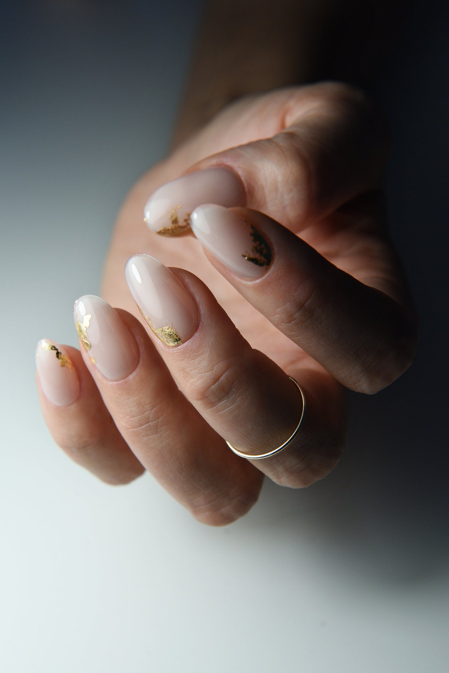 Winter Nude Press-On Nails with Gold Accents for Holidays and Cozy Days, press on gift for her, personalised present, christmas nail set